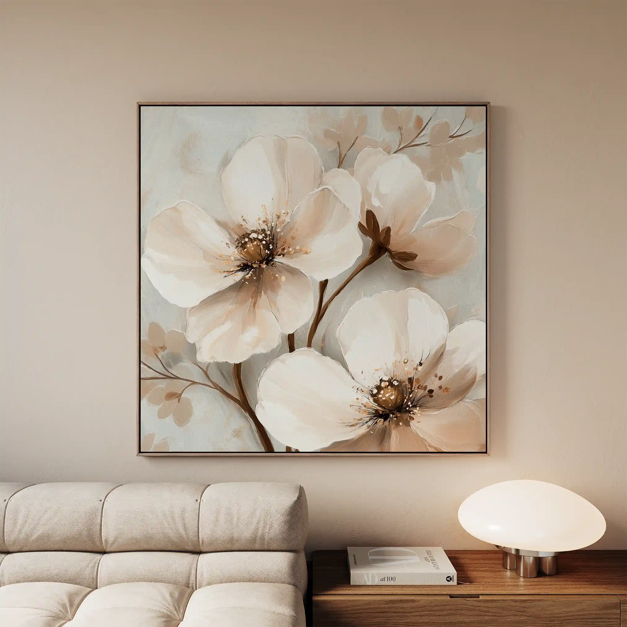 Floral 1246 Canvas Art 16" x 16" / 40 x 40 cm / Black