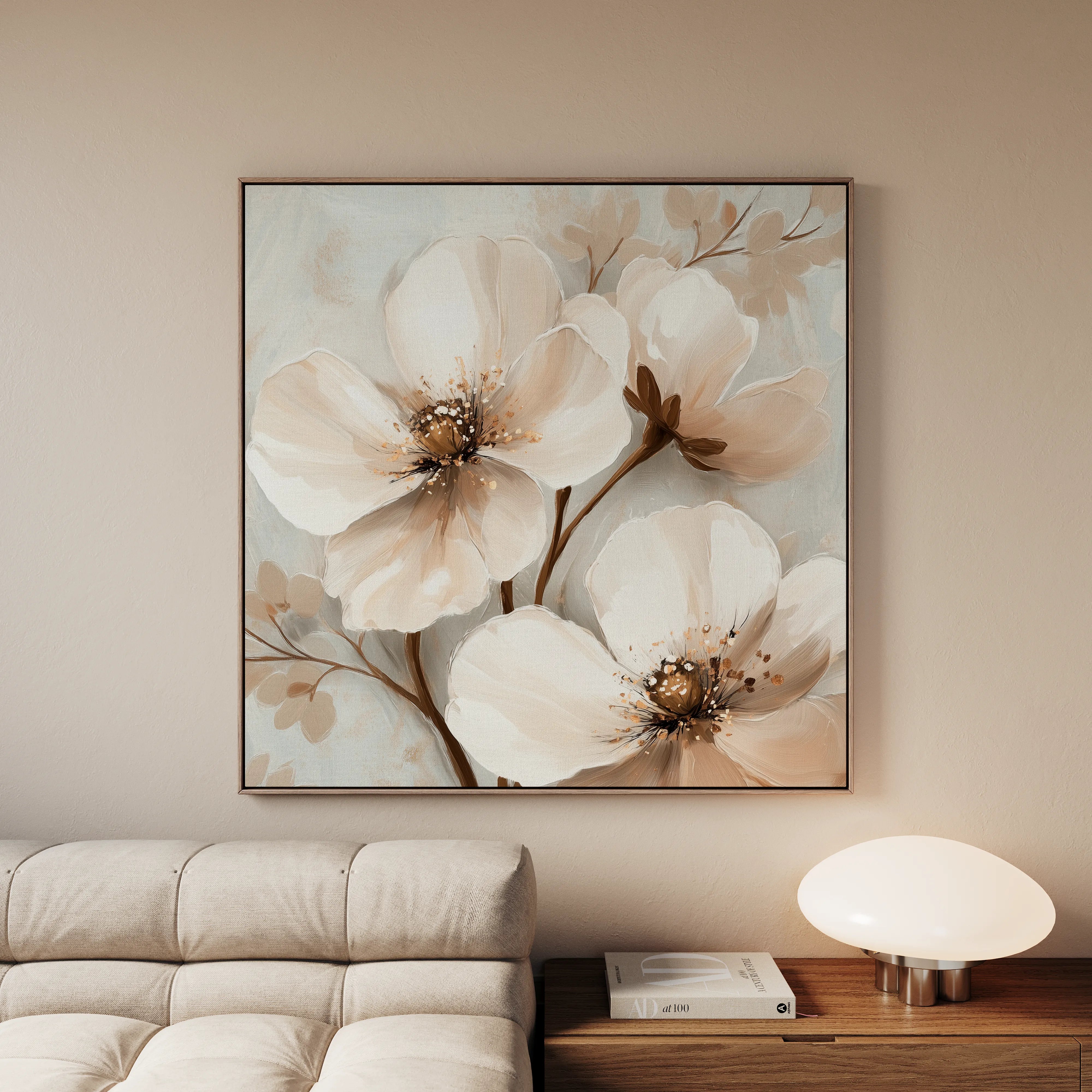 Floral 1246 Canvas Art 16" x 16" / 40 x 40 cm / Black