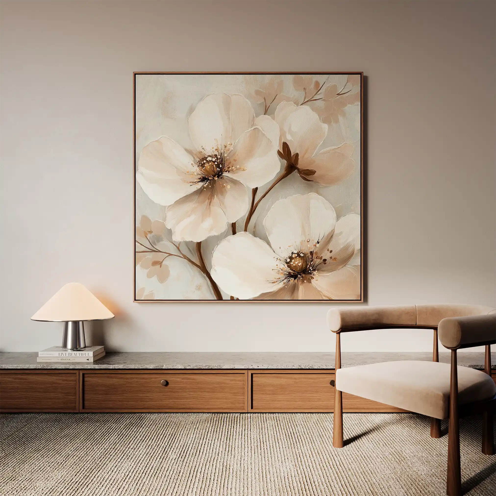 Floral 1246 Canvas Art 16" x 16" / 40 x 40 cm / Black