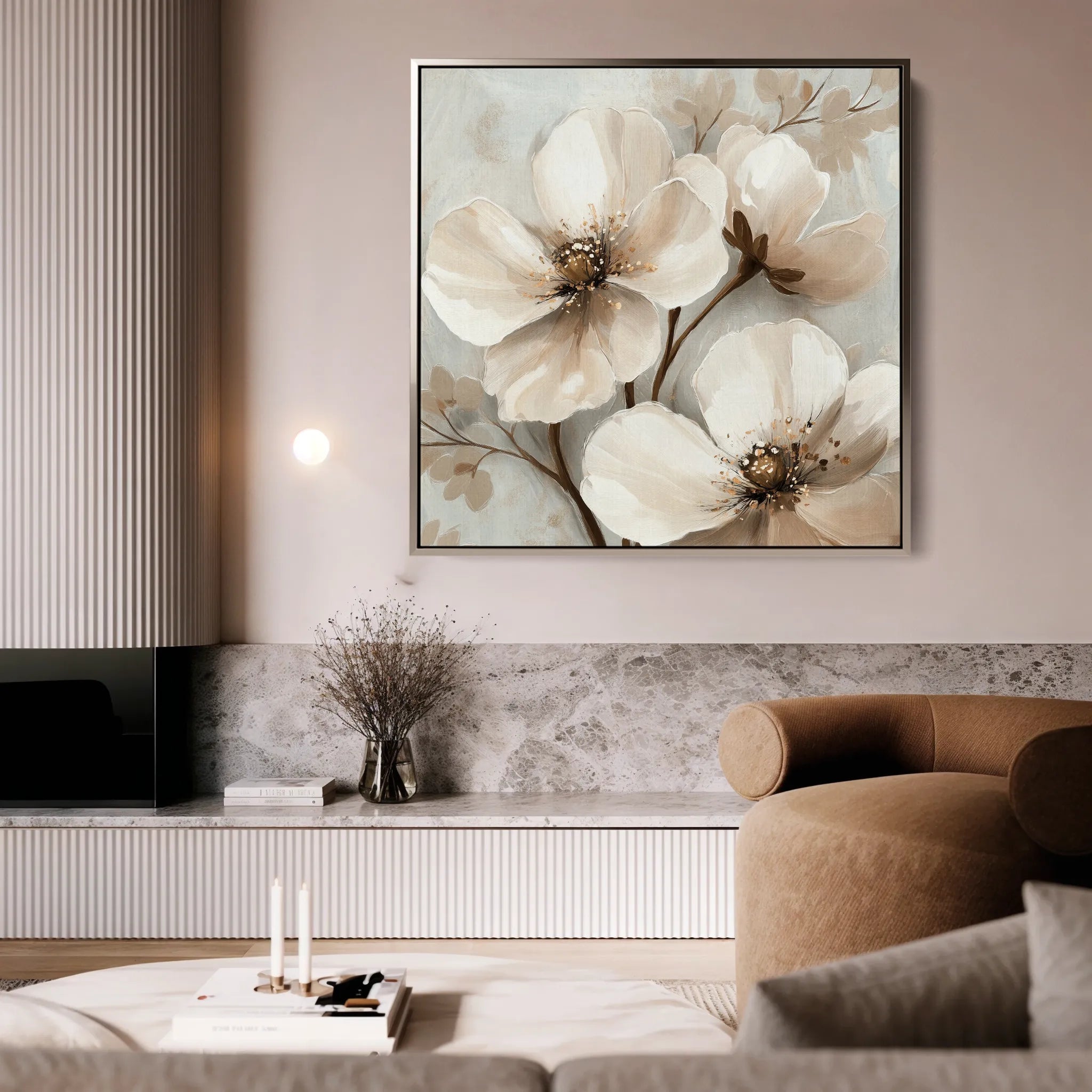 Floral 1246 Canvas Art 16" x 16" / 40 x 40 cm / Black