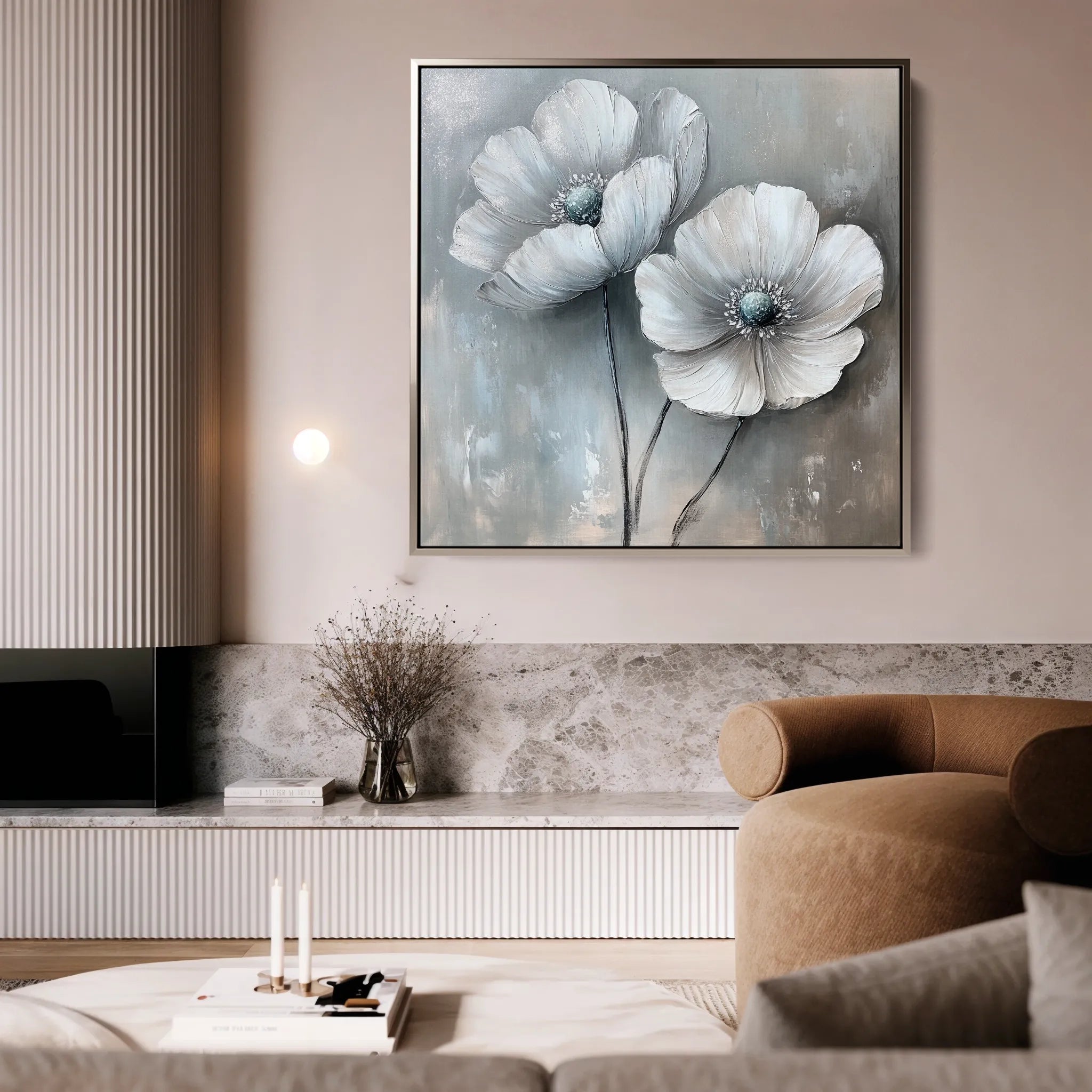 Floral 1247 Canvas Art 16" x 16" / 40 x 40 cm / Black