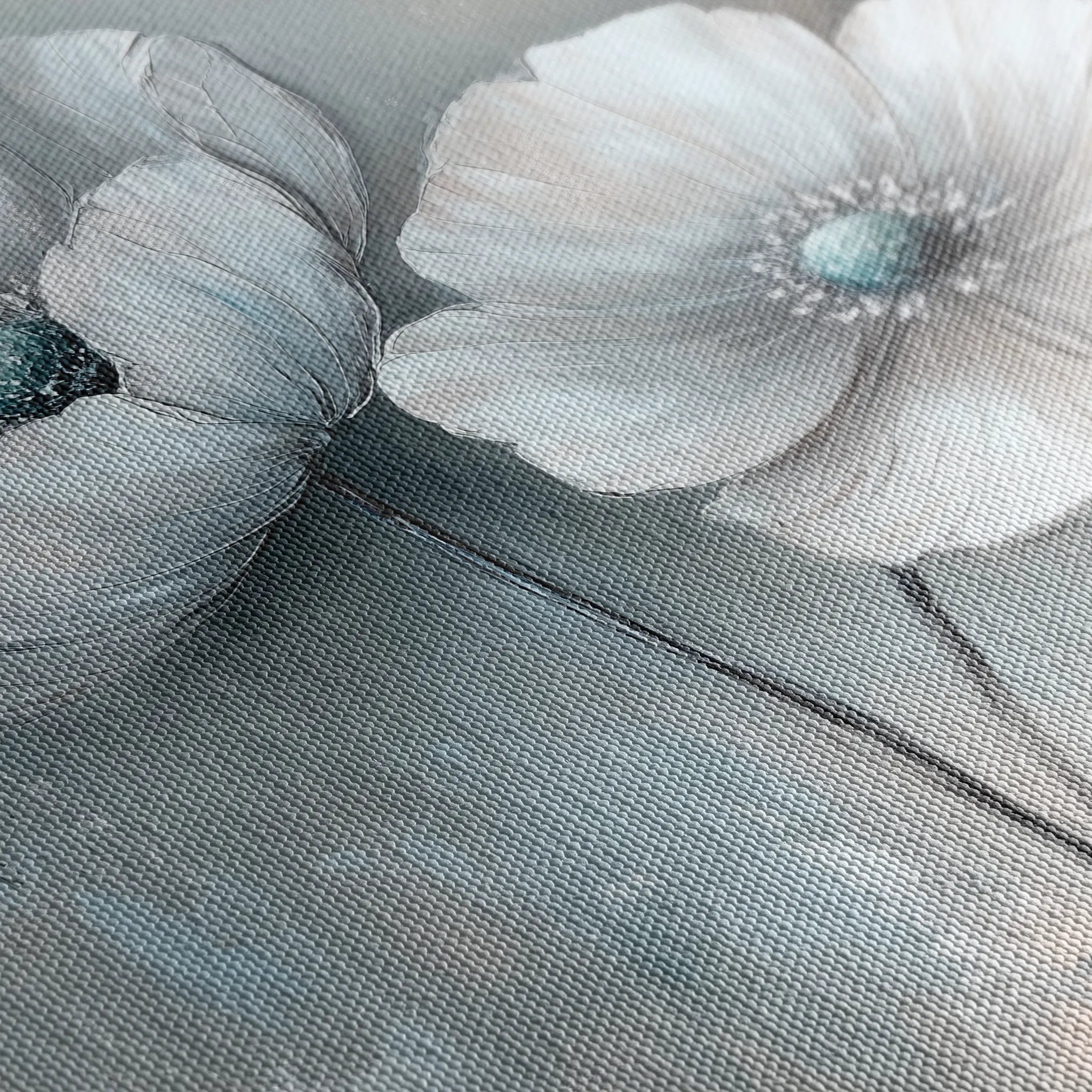 Floral 1247 Canvas Art 16" x 16" / 40 x 40 cm / Black