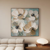 Floral 1248 Canvas Art 16" x 16" / 40 x 40 cm / Black