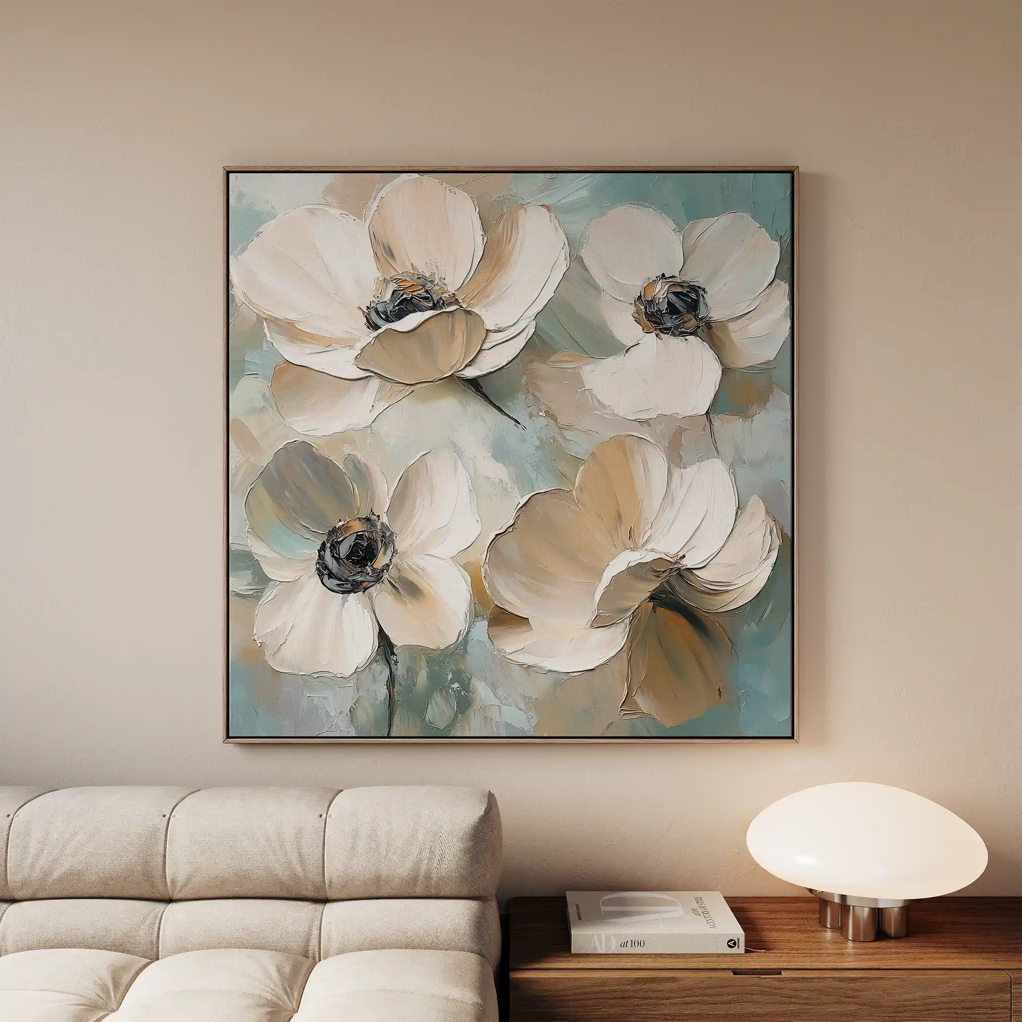 Floral 1248 Canvas Art 16" x 16" / 40 x 40 cm / Black