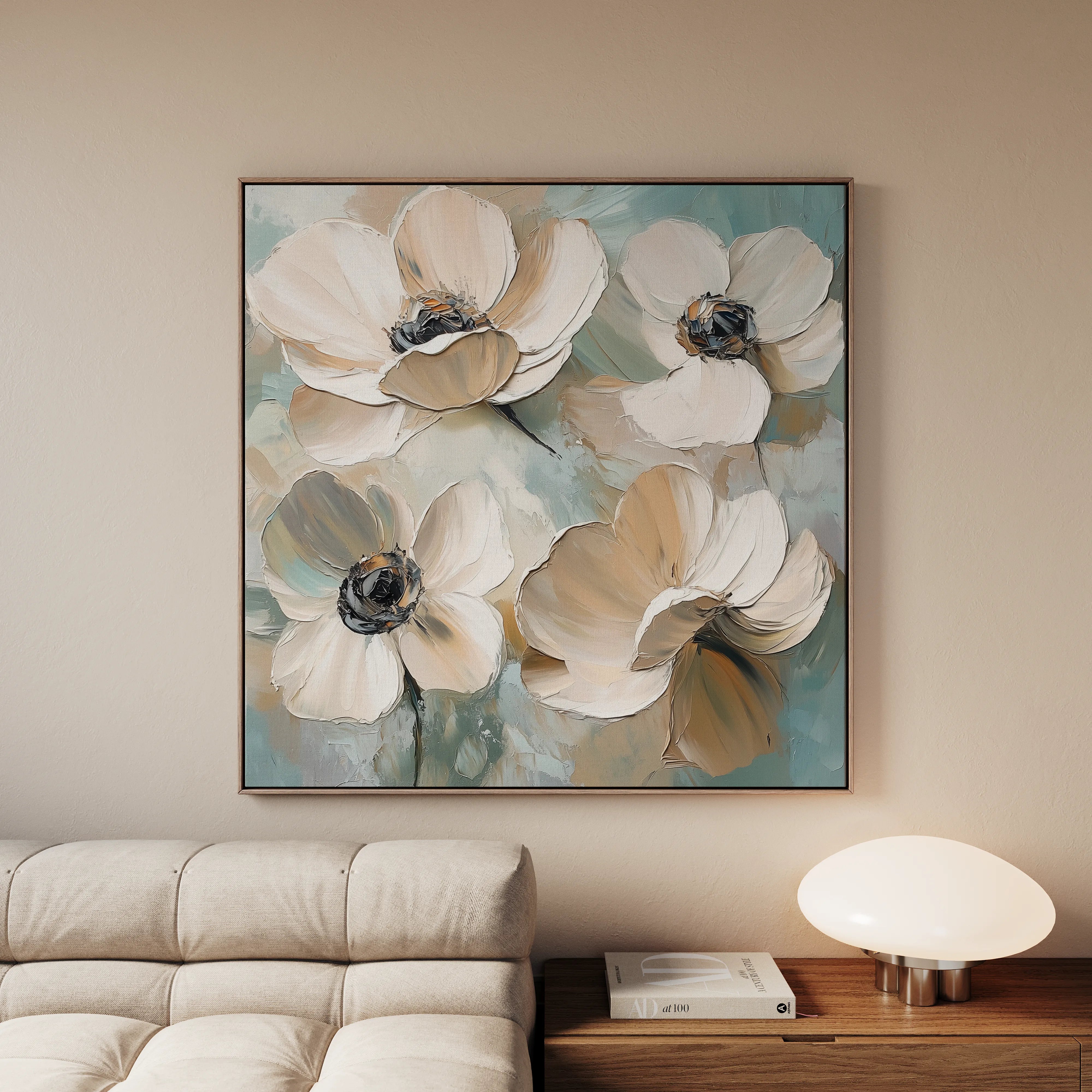 Floral 1248 Canvas Art 16" x 16" / 40 x 40 cm / Black