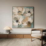 Floral 1248 Canvas Art 16" x 16" / 40 x 40 cm / Black