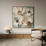 Floral 1248 Canvas Art 16" x 16" / 40 x 40 cm / Black