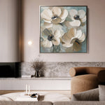 Floral 1248 Canvas Art 16" x 16" / 40 x 40 cm / Black
