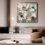 Floral 1248 Canvas Art 16" x 16" / 40 x 40 cm / Black