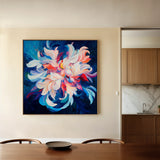 Floral 1249 Canvas Art 16" x 16" / 40 x 40 cm / Black