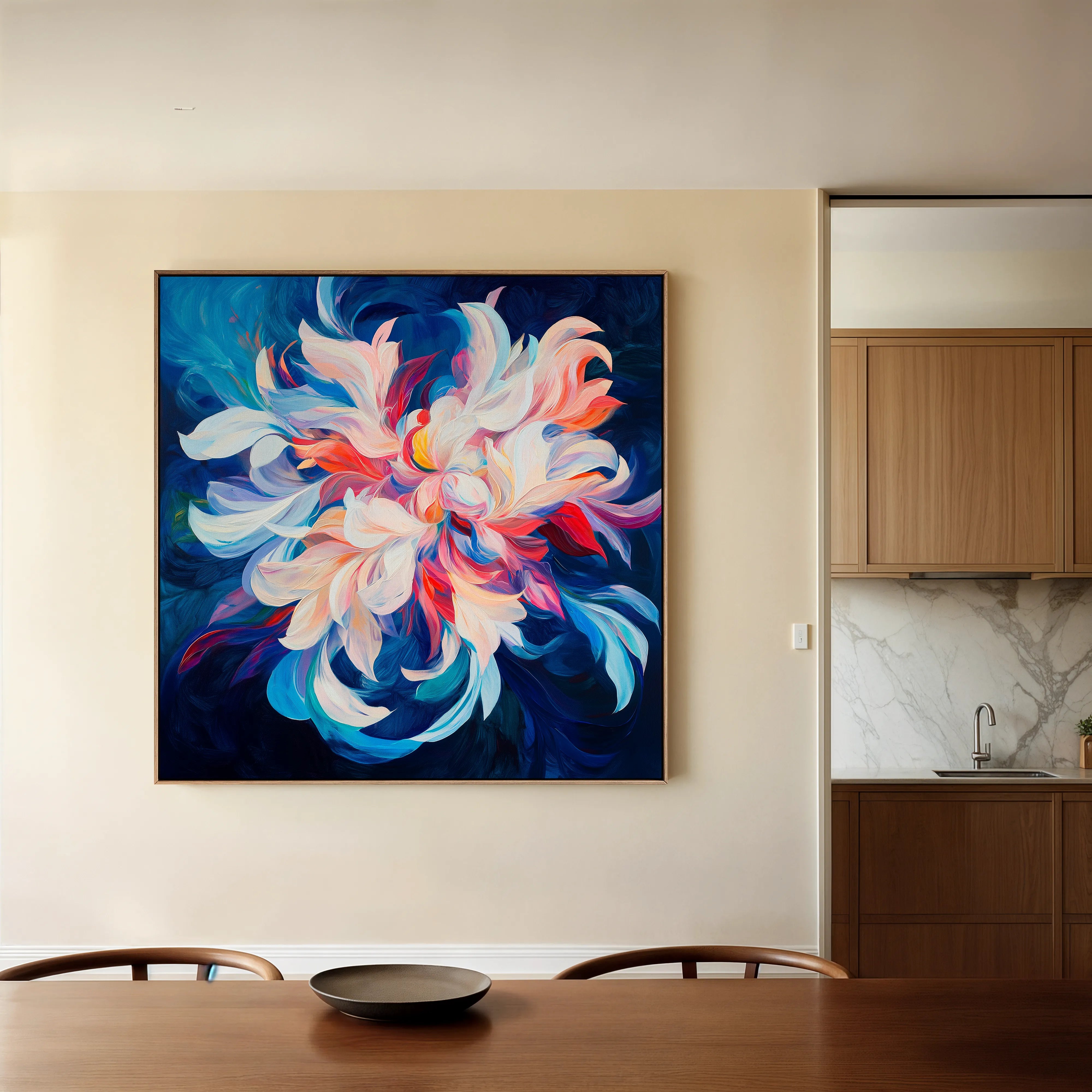 Floral 1249 Canvas Art 16" x 16" / 40 x 40 cm / Black