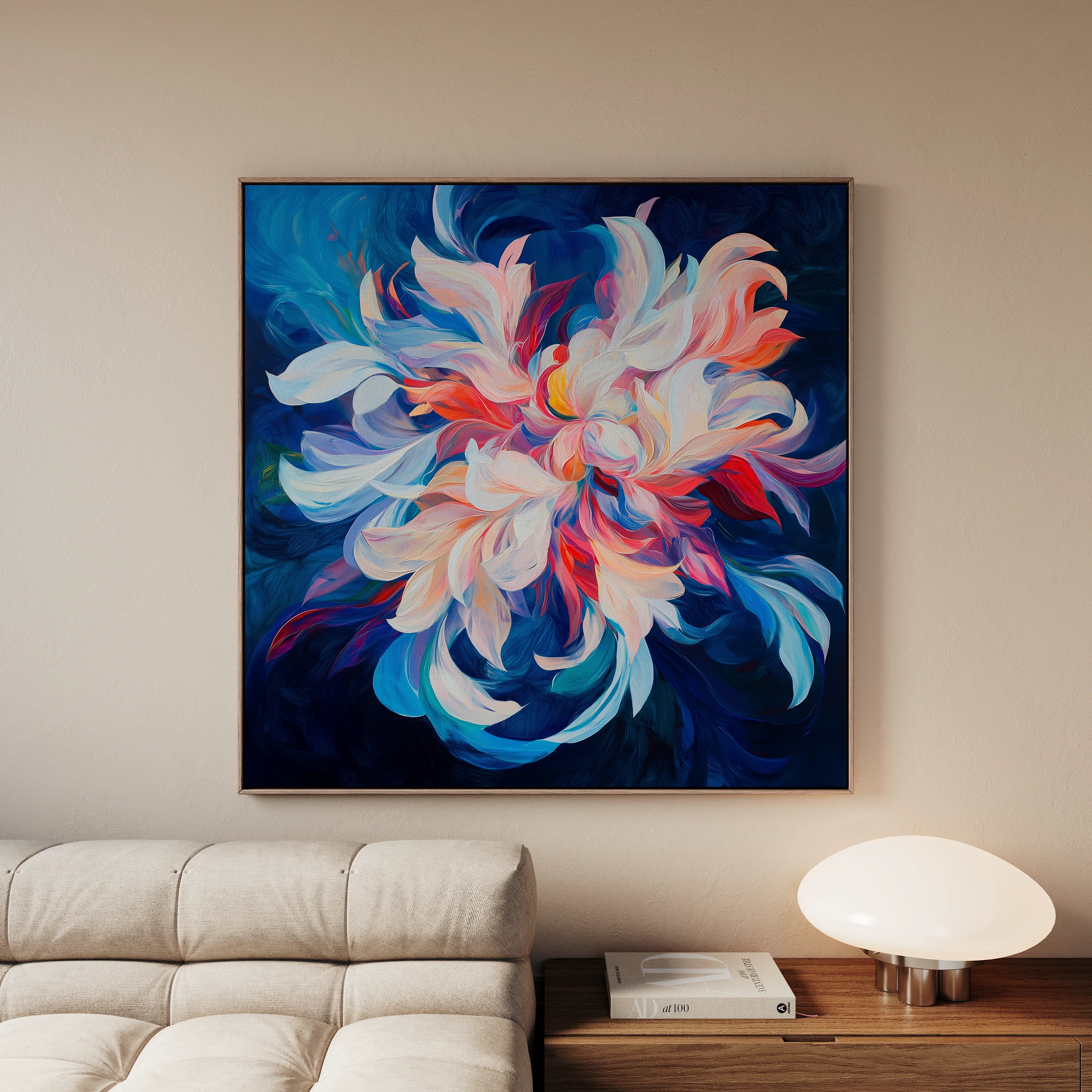 Floral 1249 Canvas Art 16" x 16" / 40 x 40 cm / Black