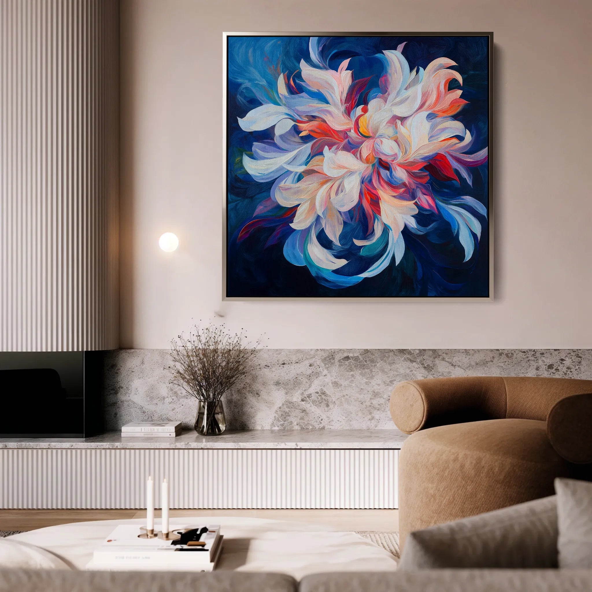 Floral 1249 Canvas Art 16" x 16" / 40 x 40 cm / Black
