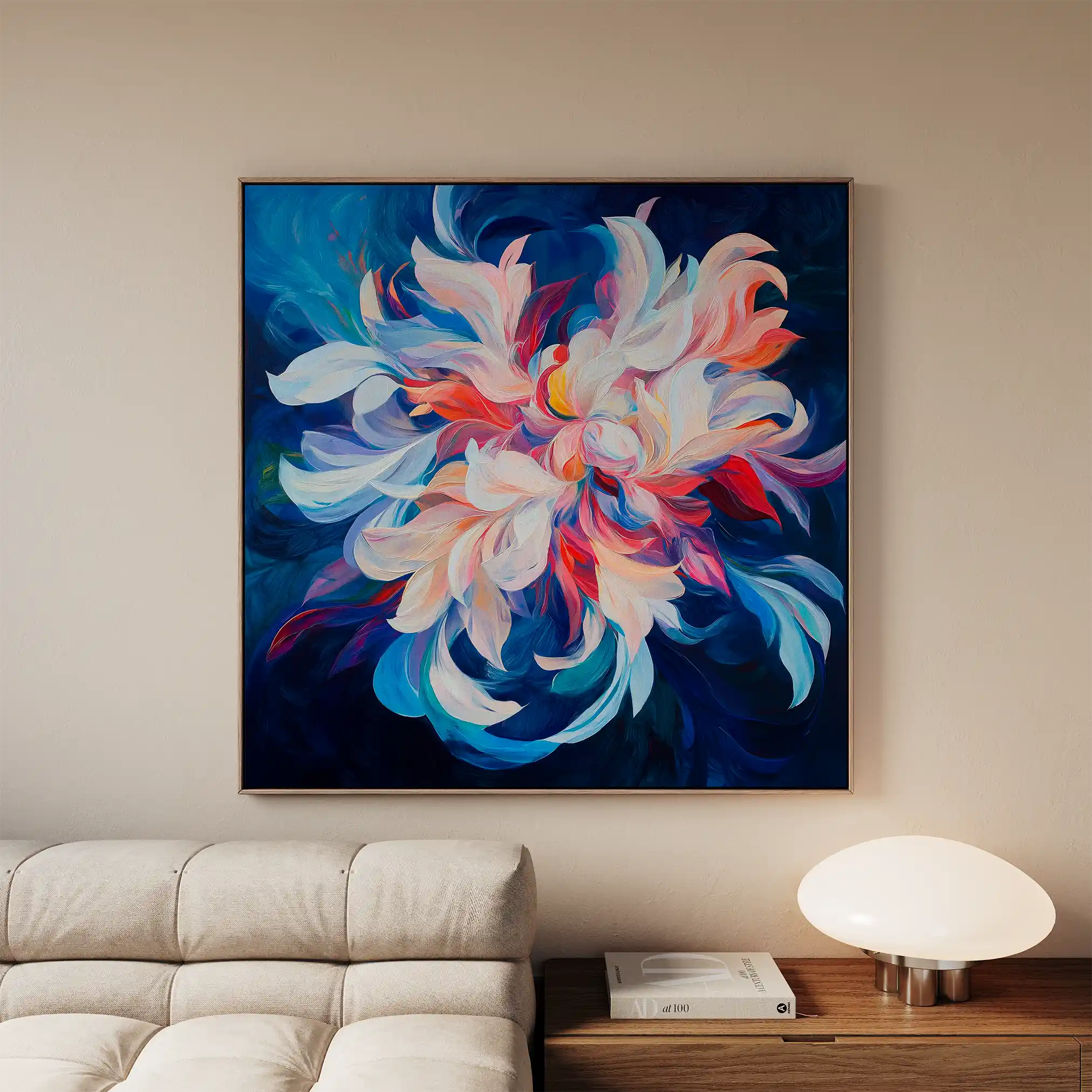 Floral 1249 Canvas Art 60 x 60 cm / Black