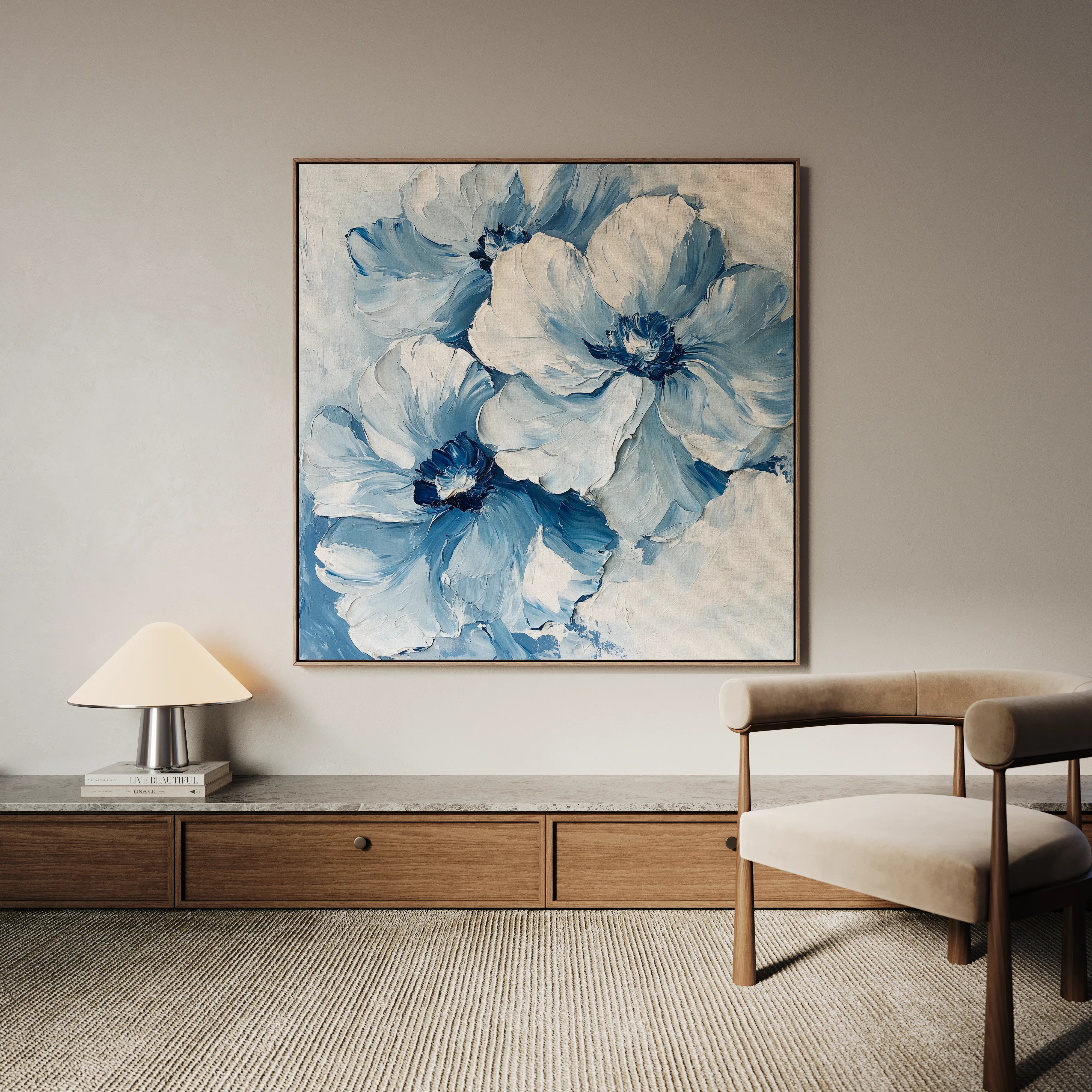 Floral 1250 Canvas Art 16" x 16" / 40 x 40 cm / Black