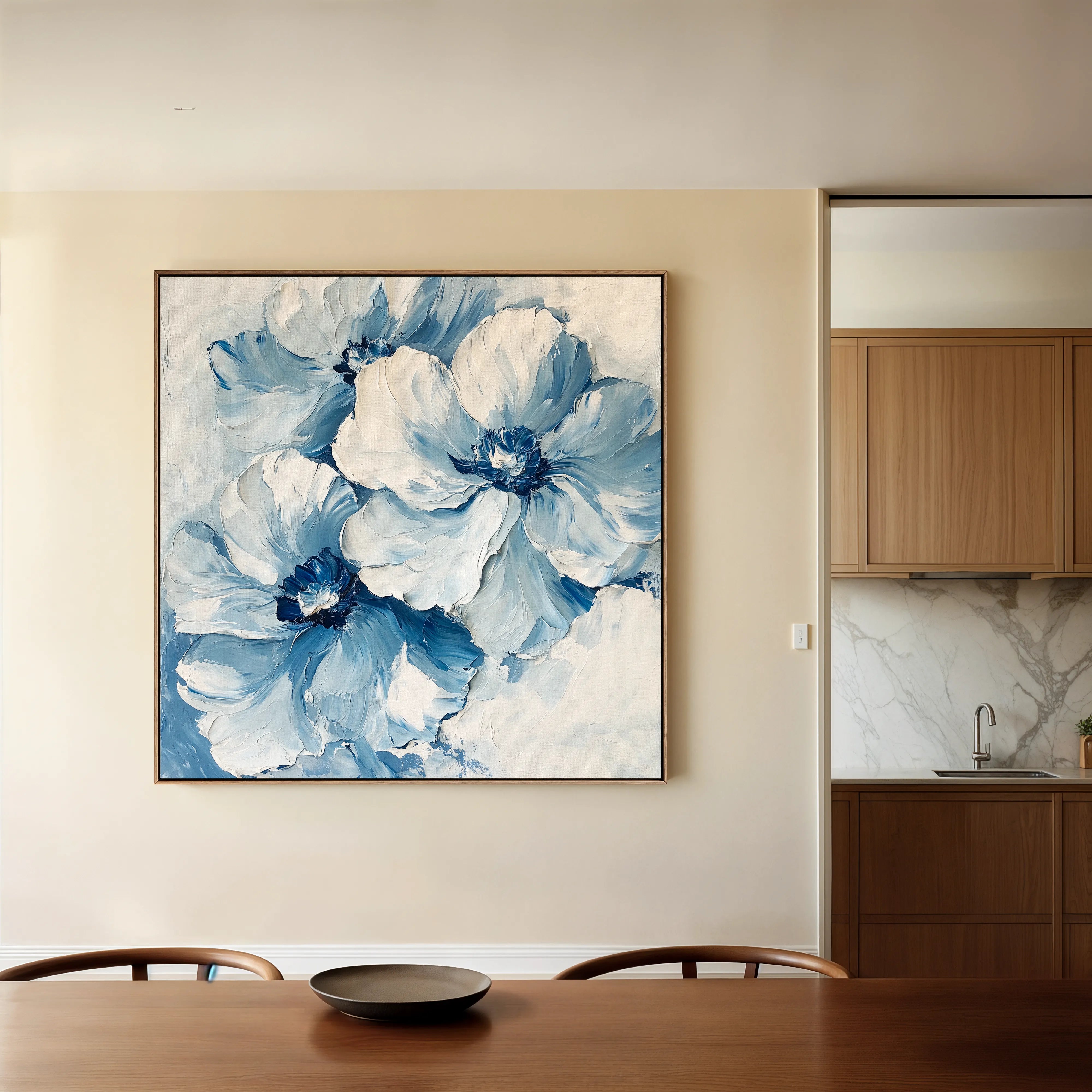 Floral 1250 Canvas Art 16" x 16" / 40 x 40 cm / Black
