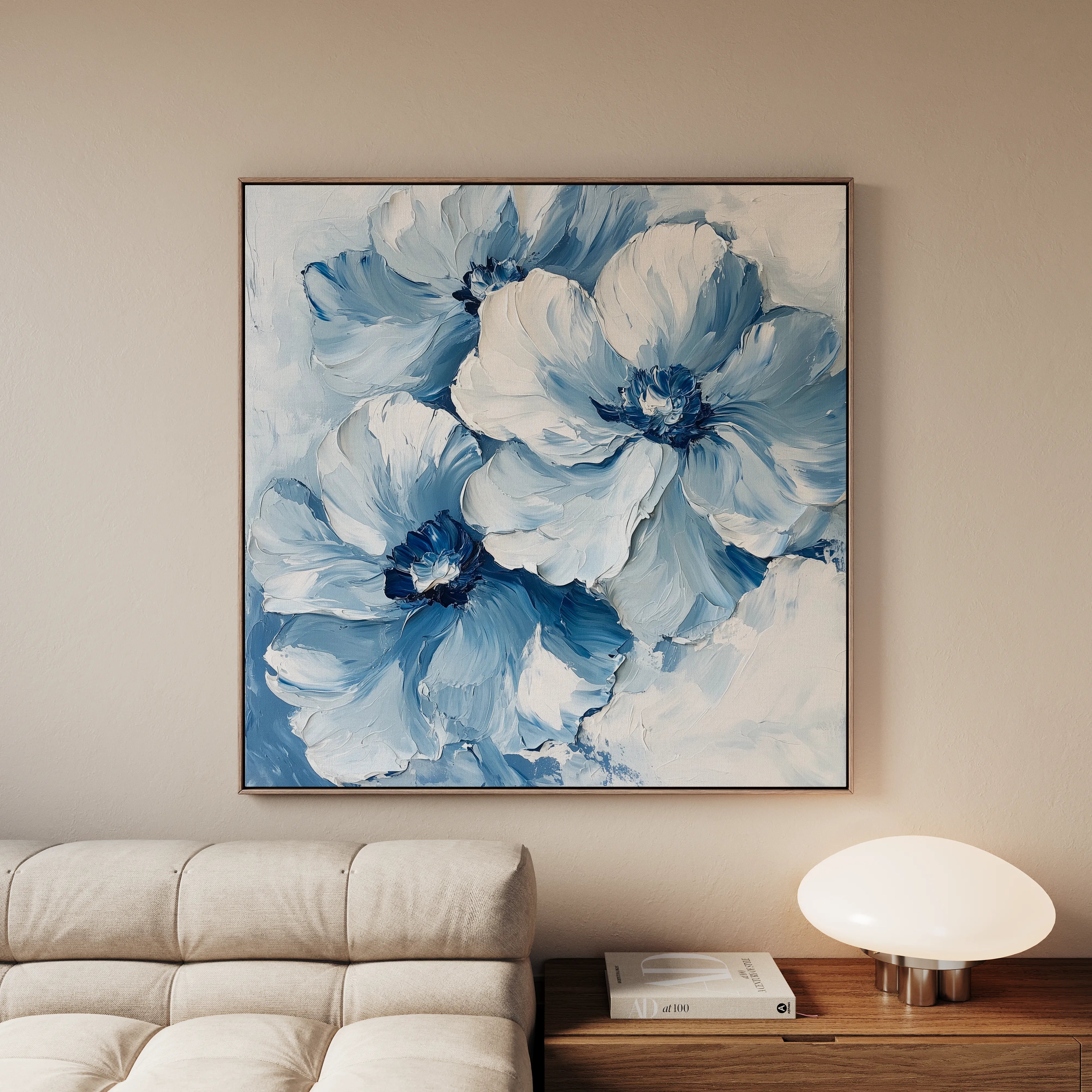 Floral 1250 Canvas Art 16" x 16" / 40 x 40 cm / Black