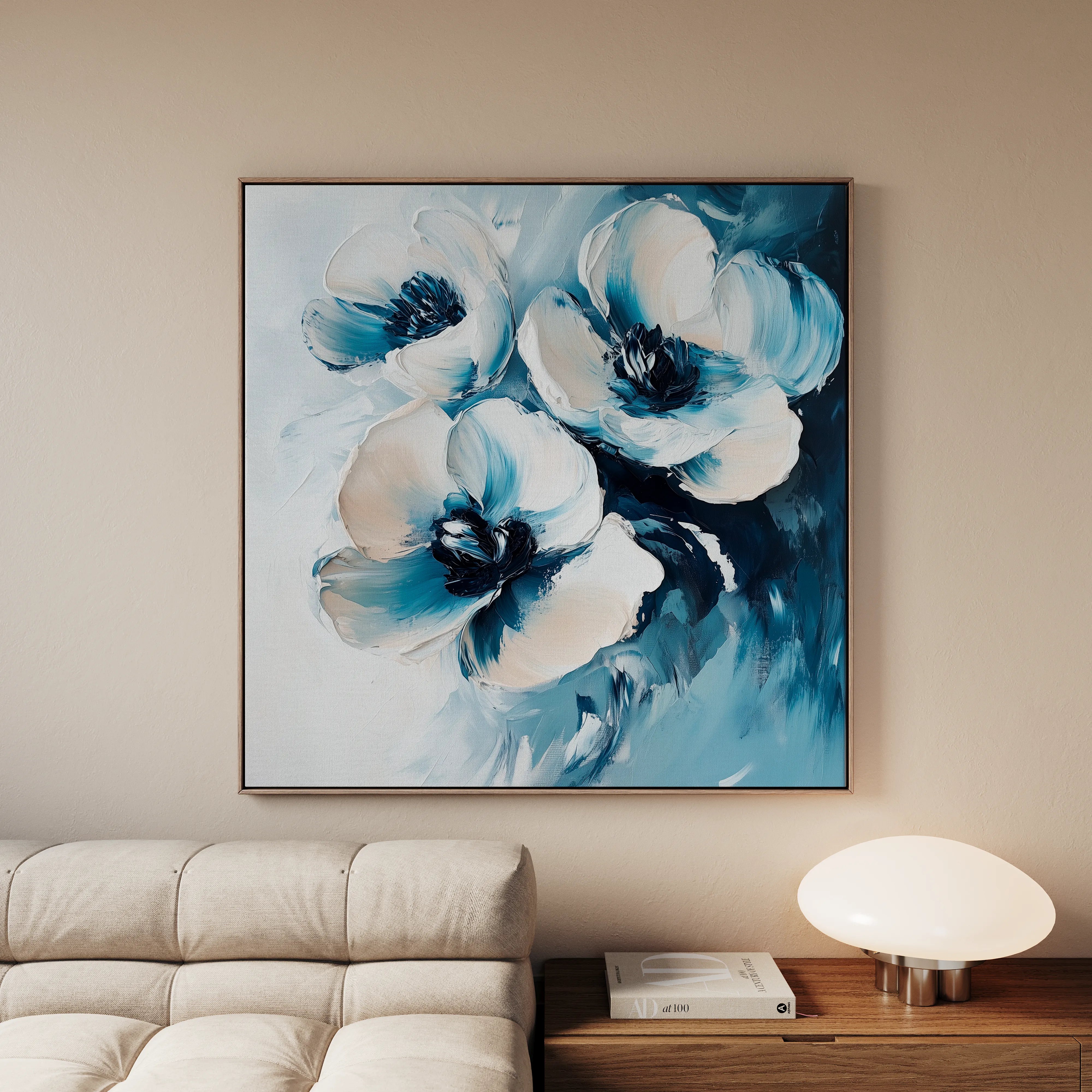 Floral 1251 Canvas Art 16" x 16" / 40 x 40 cm / Black