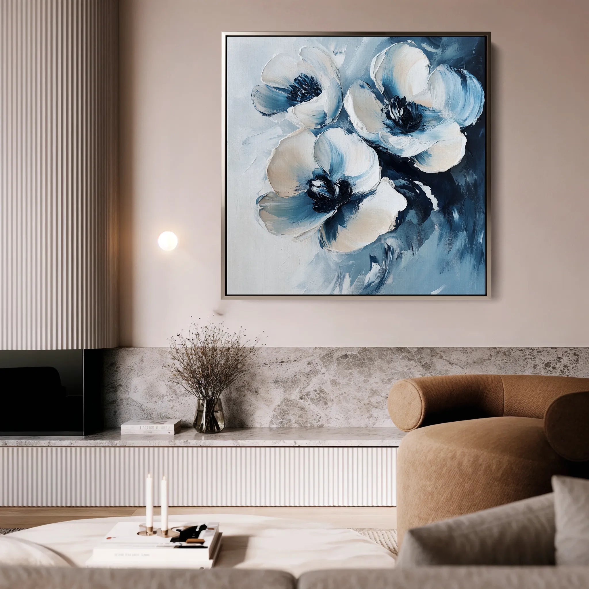 Floral 1251 Canvas Art 16" x 16" / 40 x 40 cm / Black