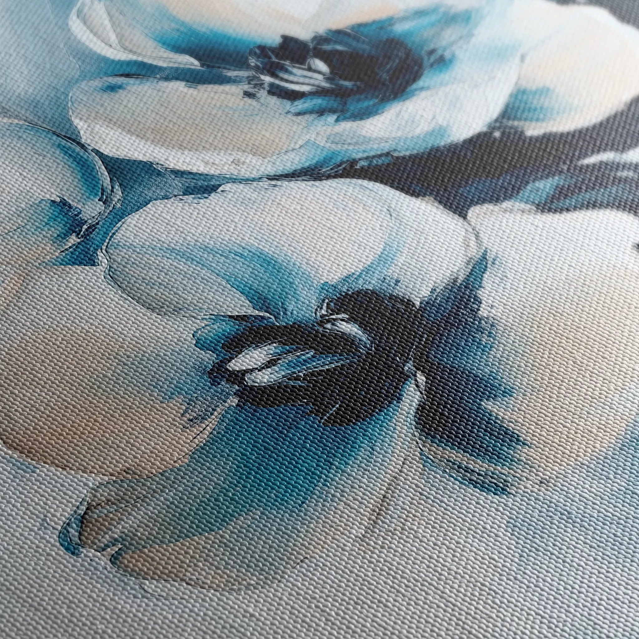 Floral 1251 Canvas Art 16" x 16" / 40 x 40 cm / Black