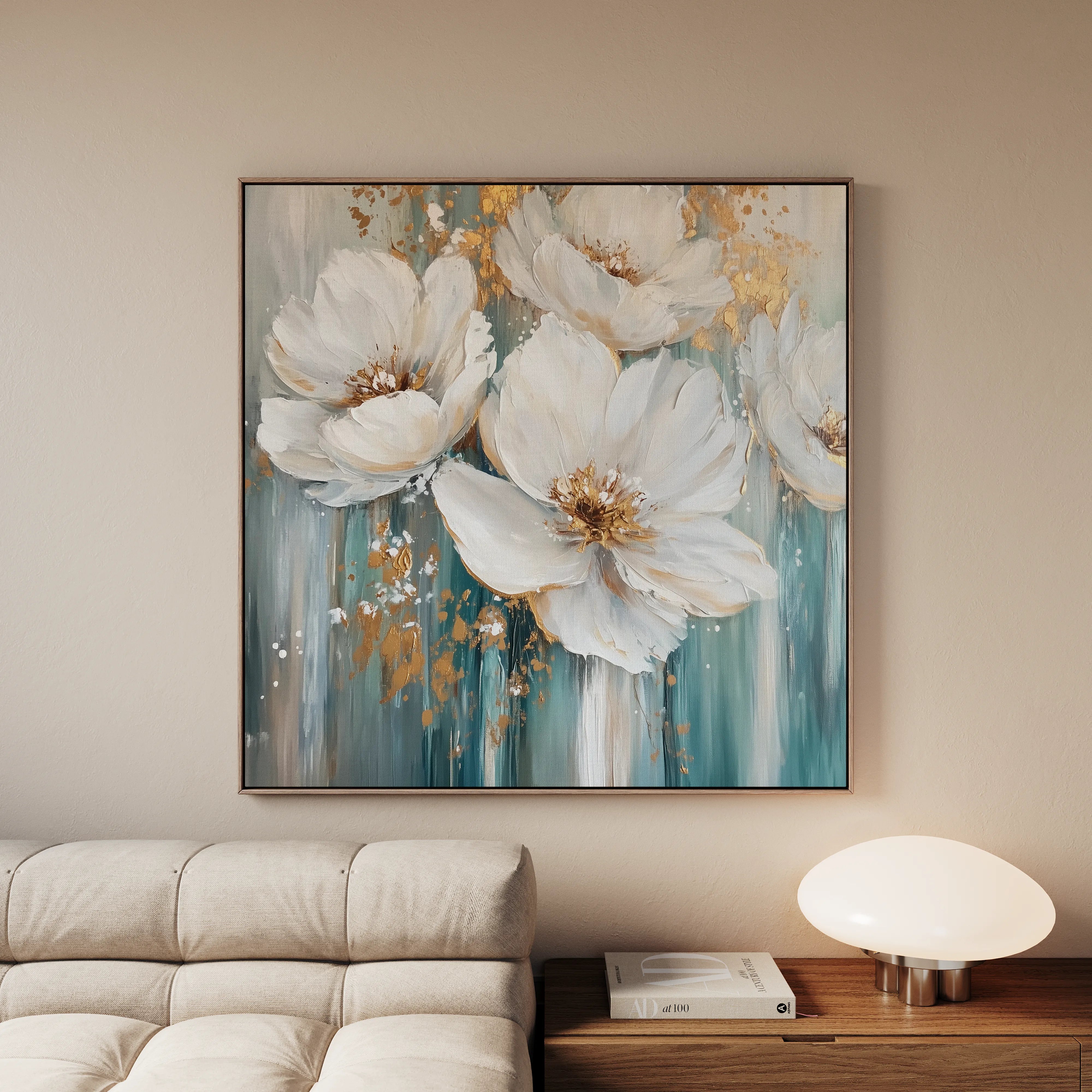 Floral 1252 Canvas Art 16" x 16" / 40 x 40 cm / Black