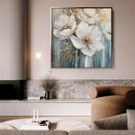Floral 1252 Canvas Art 16" x 16" / 40 x 40 cm / Black