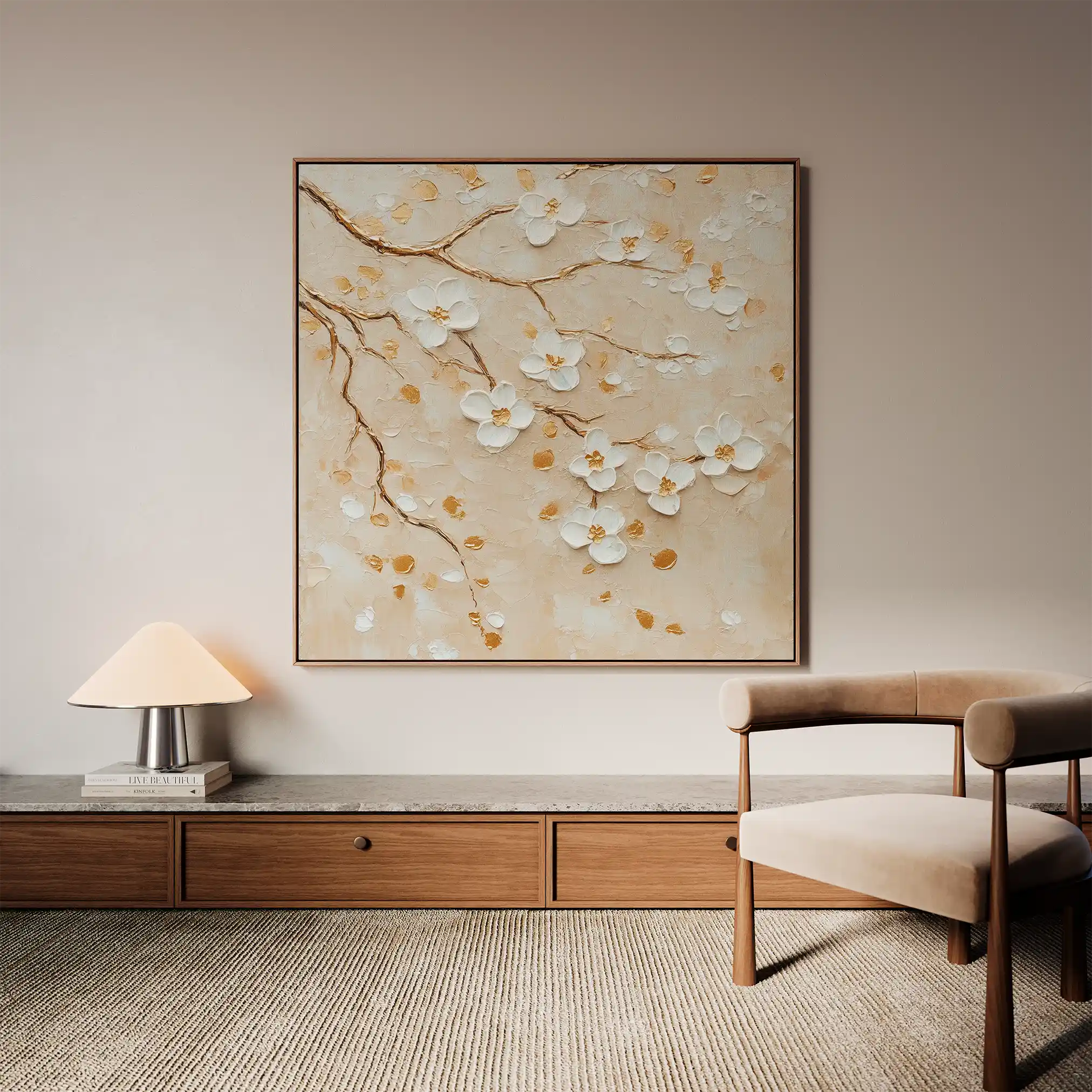 Floral 1253 Canvas Art 16" x 16" / 40 x 40 cm / Black