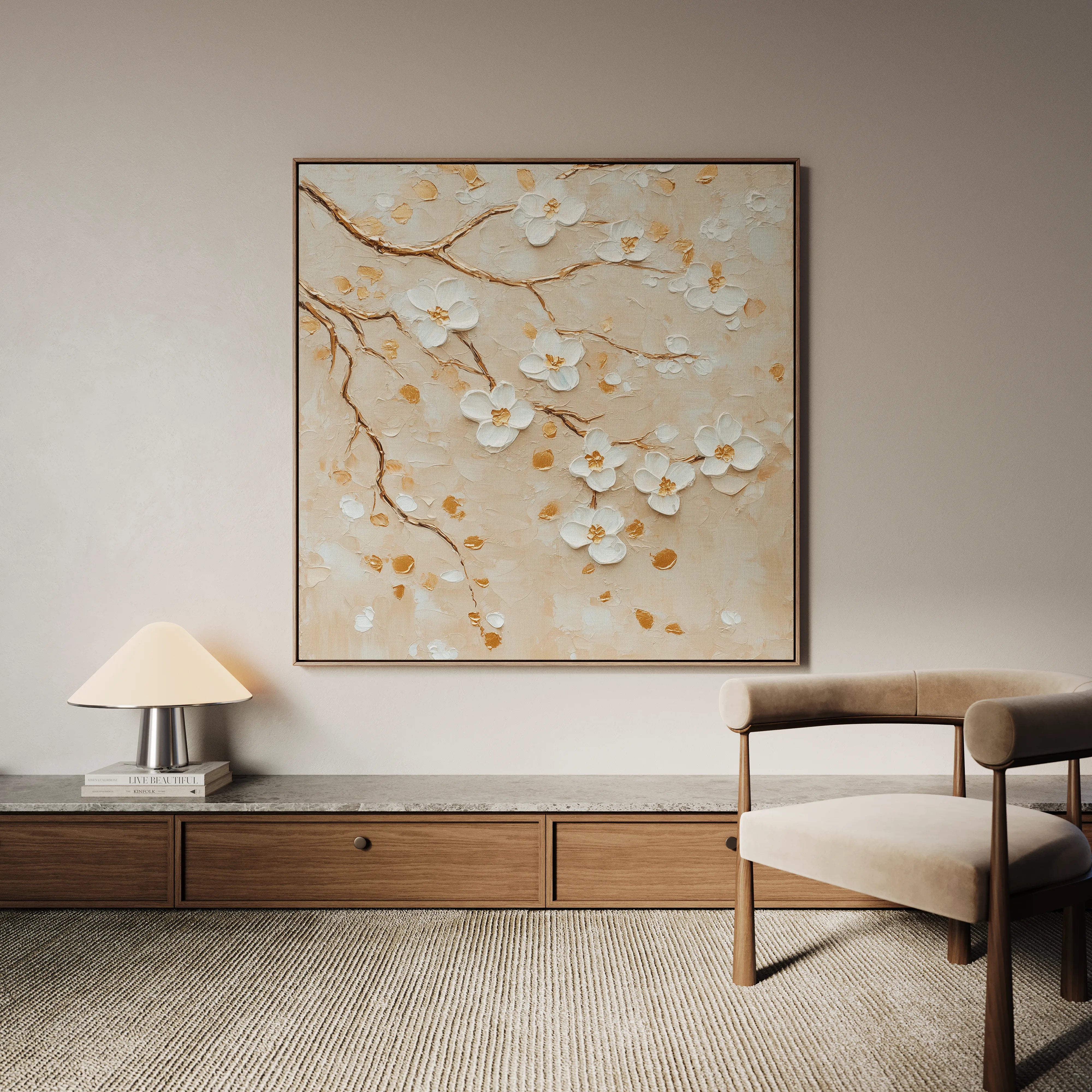 Floral 1253 Canvas Art 16" x 16" / 40 x 40 cm / Black