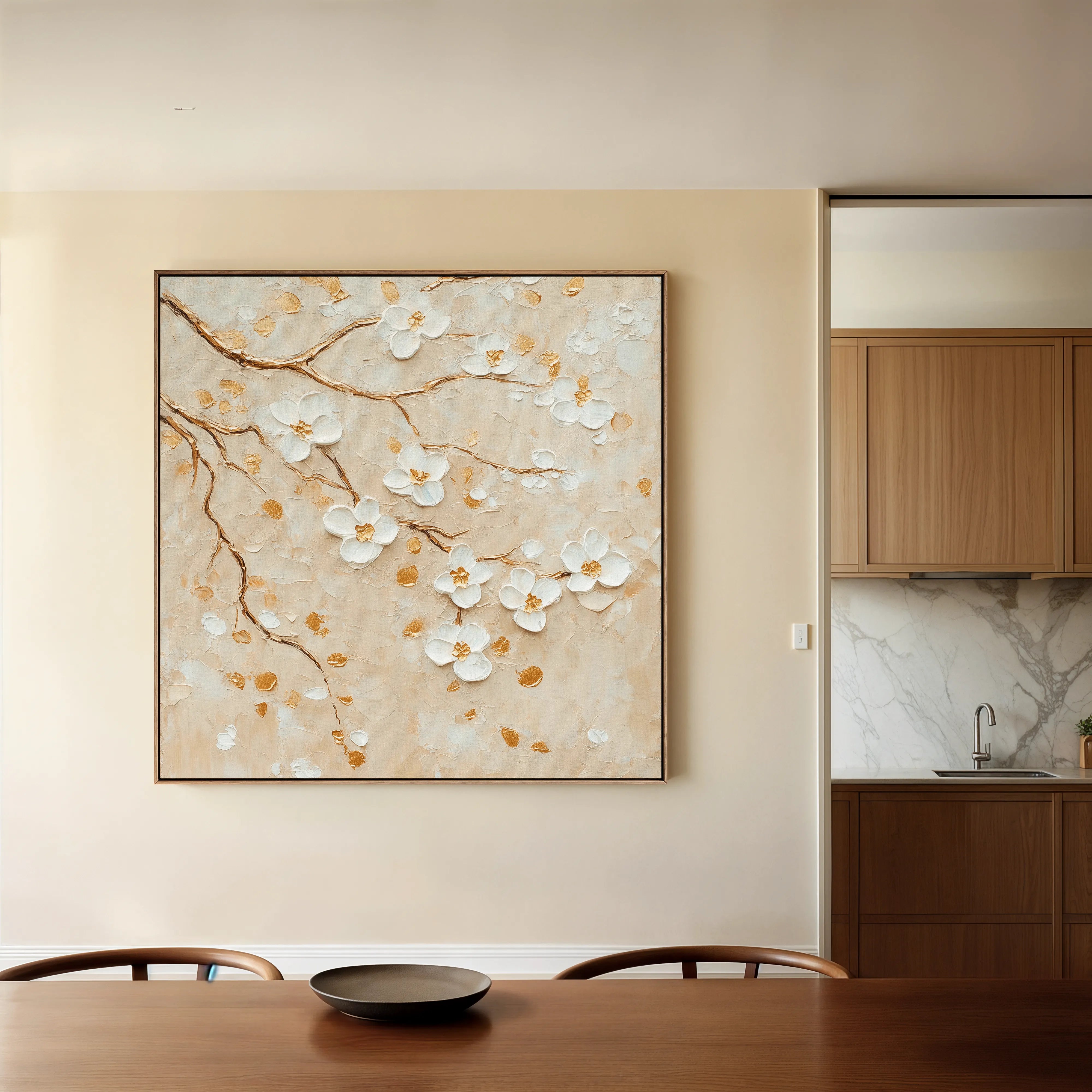 Floral 1253 Canvas Art 16" x 16" / 40 x 40 cm / Black