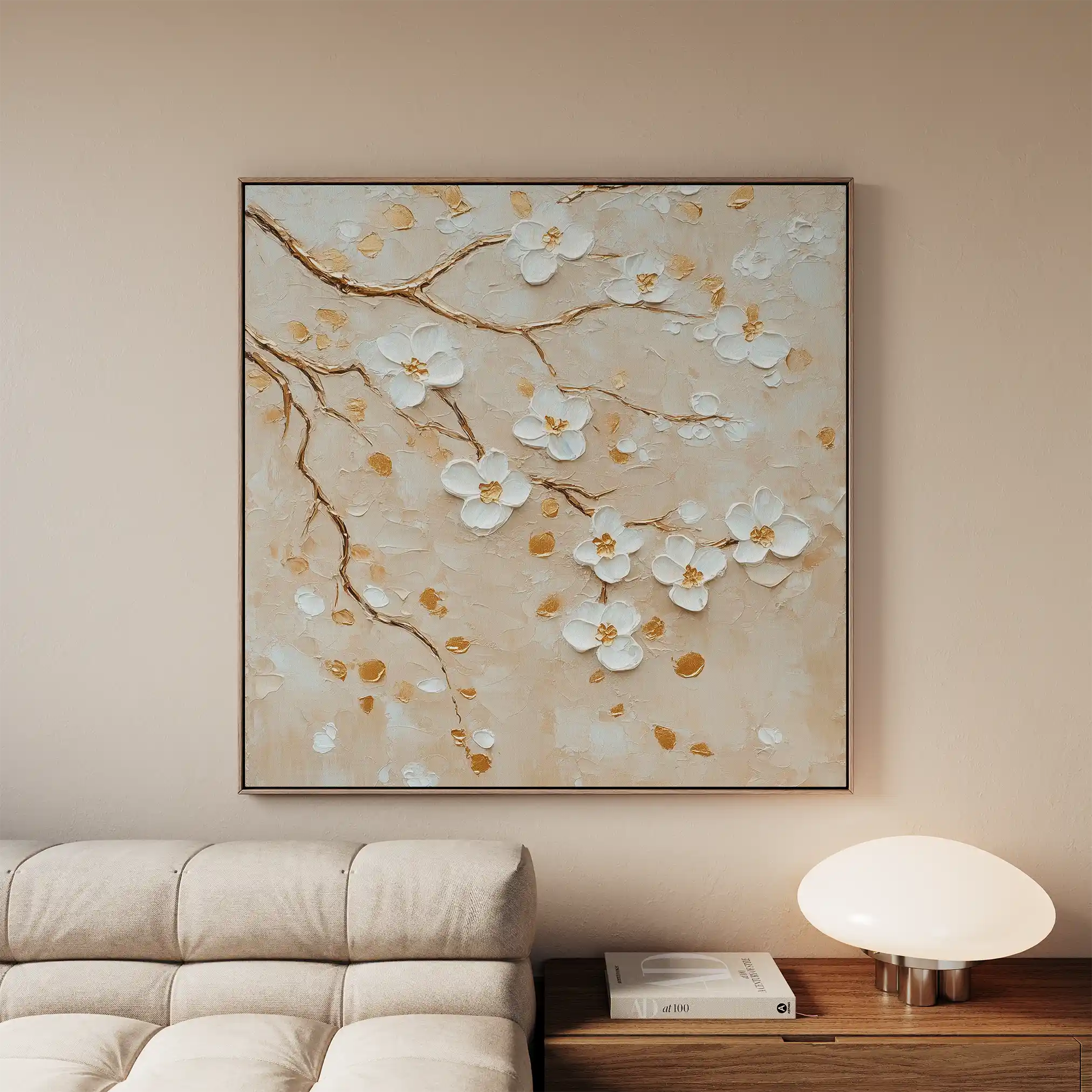 Floral 1253 Canvas Art 16" x 16" / 40 x 40 cm / Black