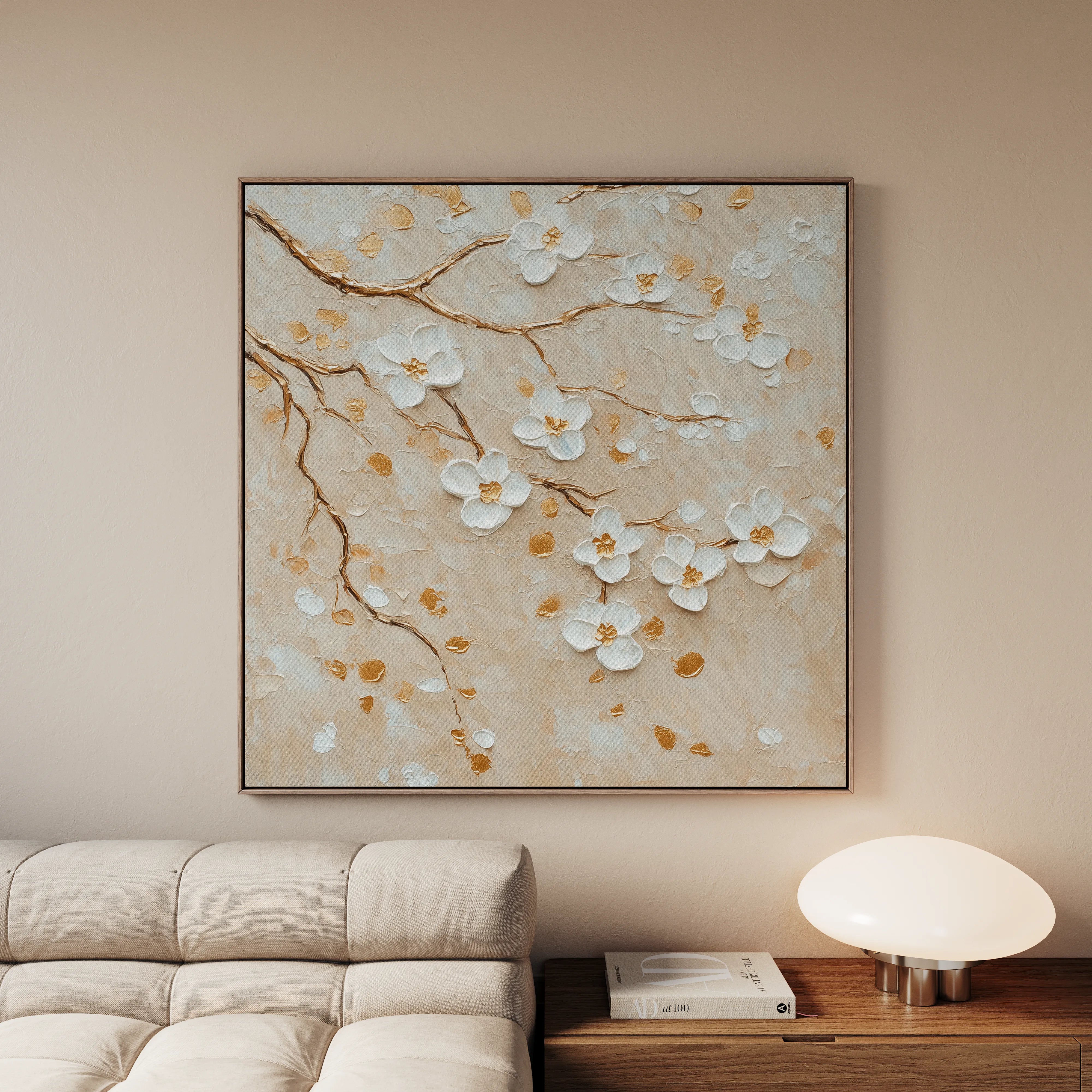 Floral 1253 Canvas Art 16" x 16" / 40 x 40 cm / Black