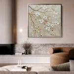 Floral 1253 Canvas Art 16" x 16" / 40 x 40 cm / Black