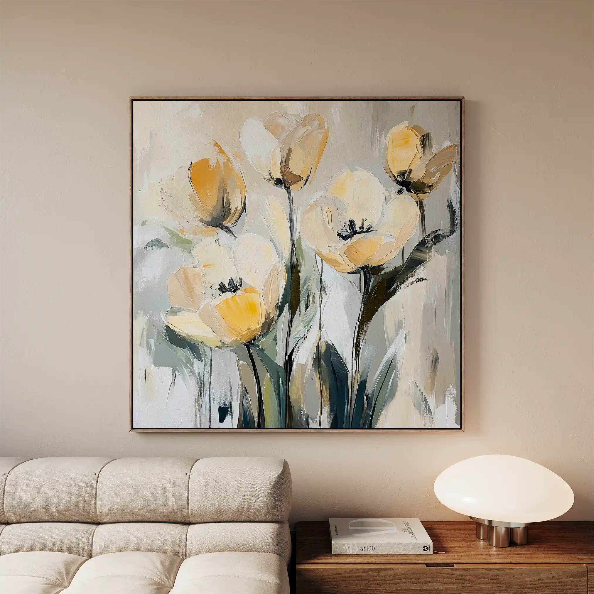 Floral 1254 Canvas Art 16" x 16" / 40 x 40 cm / Black