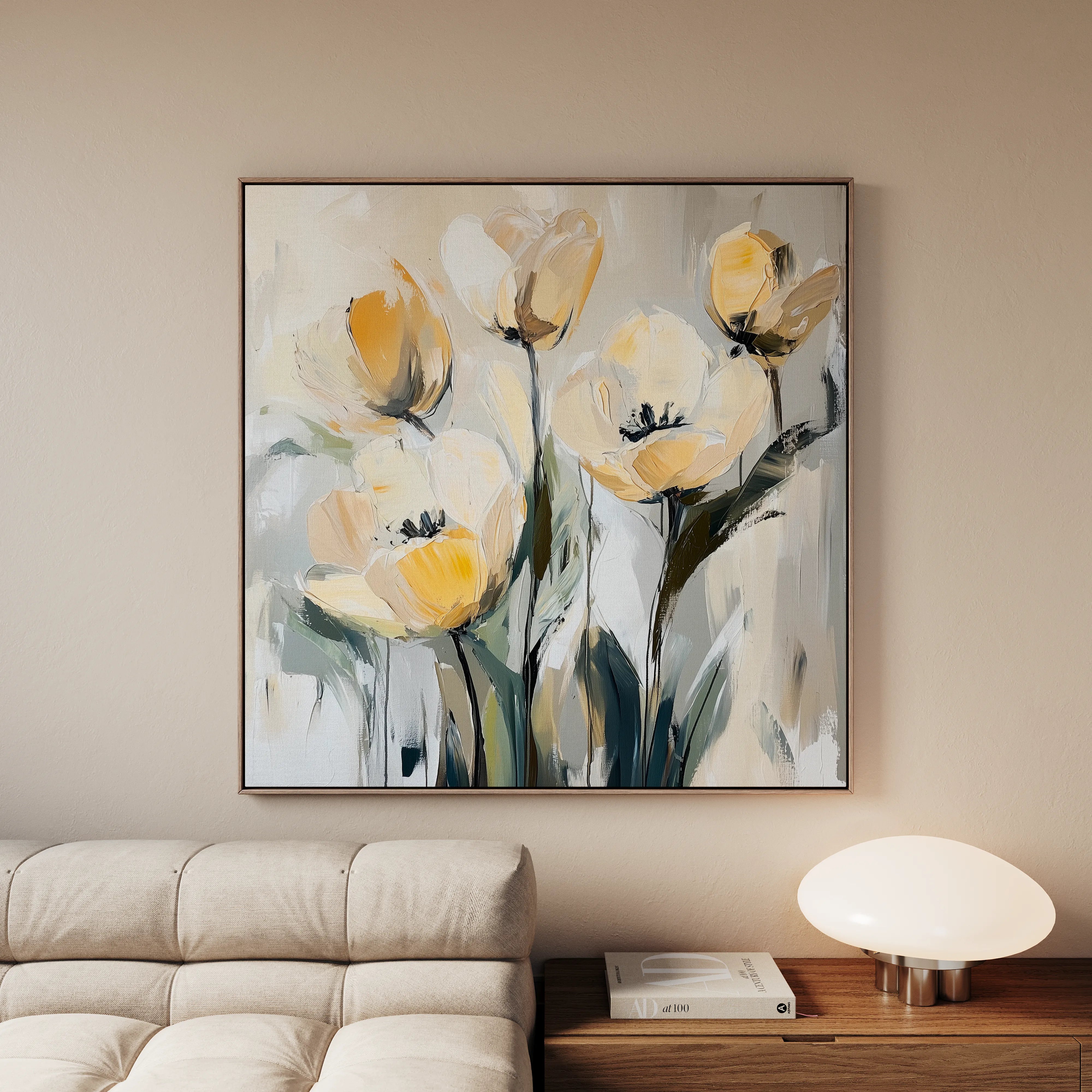 Floral 1254 Canvas Art 16" x 16" / 40 x 40 cm / Black