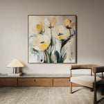 Floral 1254 Canvas Art 16" x 16" / 40 x 40 cm / Black