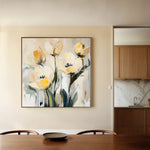 Floral 1254 Canvas Art 16" x 16" / 40 x 40 cm / Black