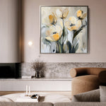 Floral 1254 Canvas Art 16" x 16" / 40 x 40 cm / Black