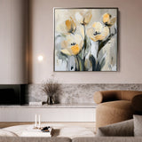 Floral 1254 Canvas Art 16" x 16" / 40 x 40 cm / Black
