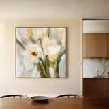 Floral 1255 Canvas Art 16" x 16" / 40 x 40 cm / Black