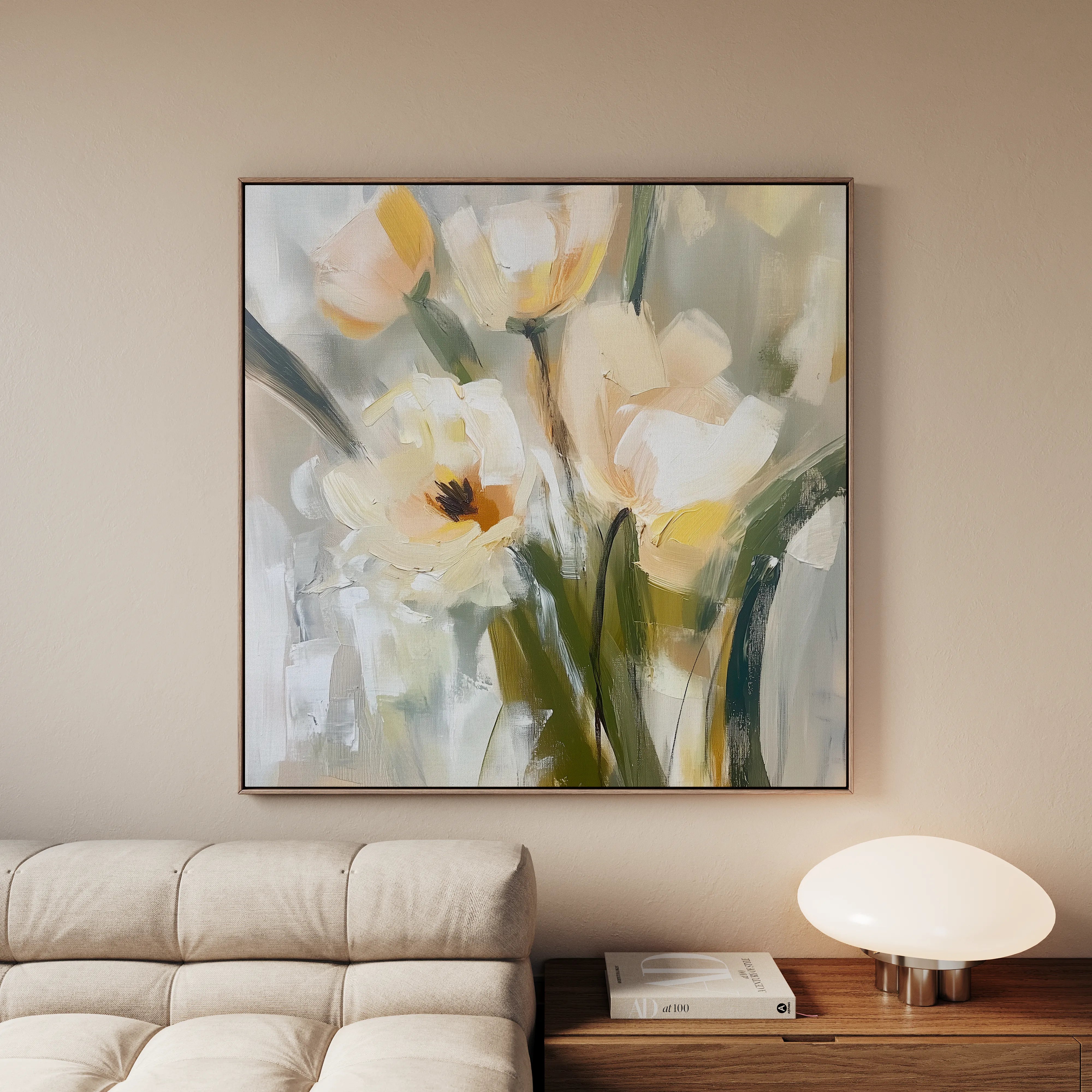 Floral 1255 Canvas Art 16" x 16" / 40 x 40 cm / Black