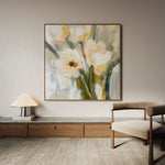 Floral 1255 Canvas Art 16" x 16" / 40 x 40 cm / Black