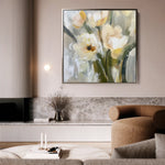 Floral 1255 Canvas Art 16" x 16" / 40 x 40 cm / Black