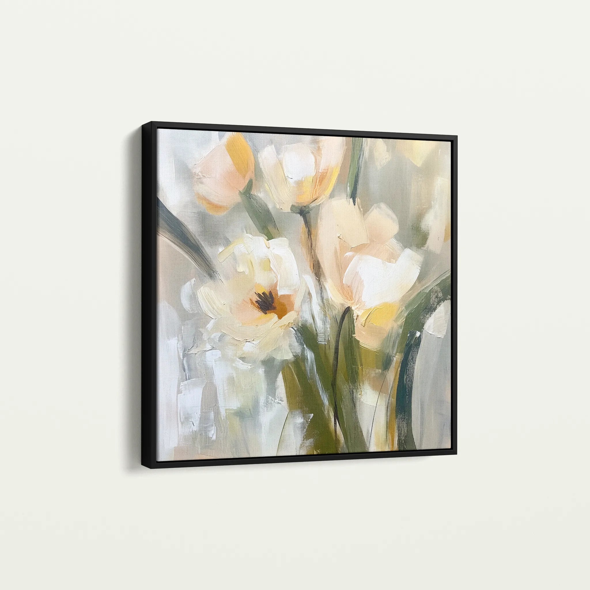 Floral 1255 Canvas Art 16" x 16" / 40 x 40 cm / Black