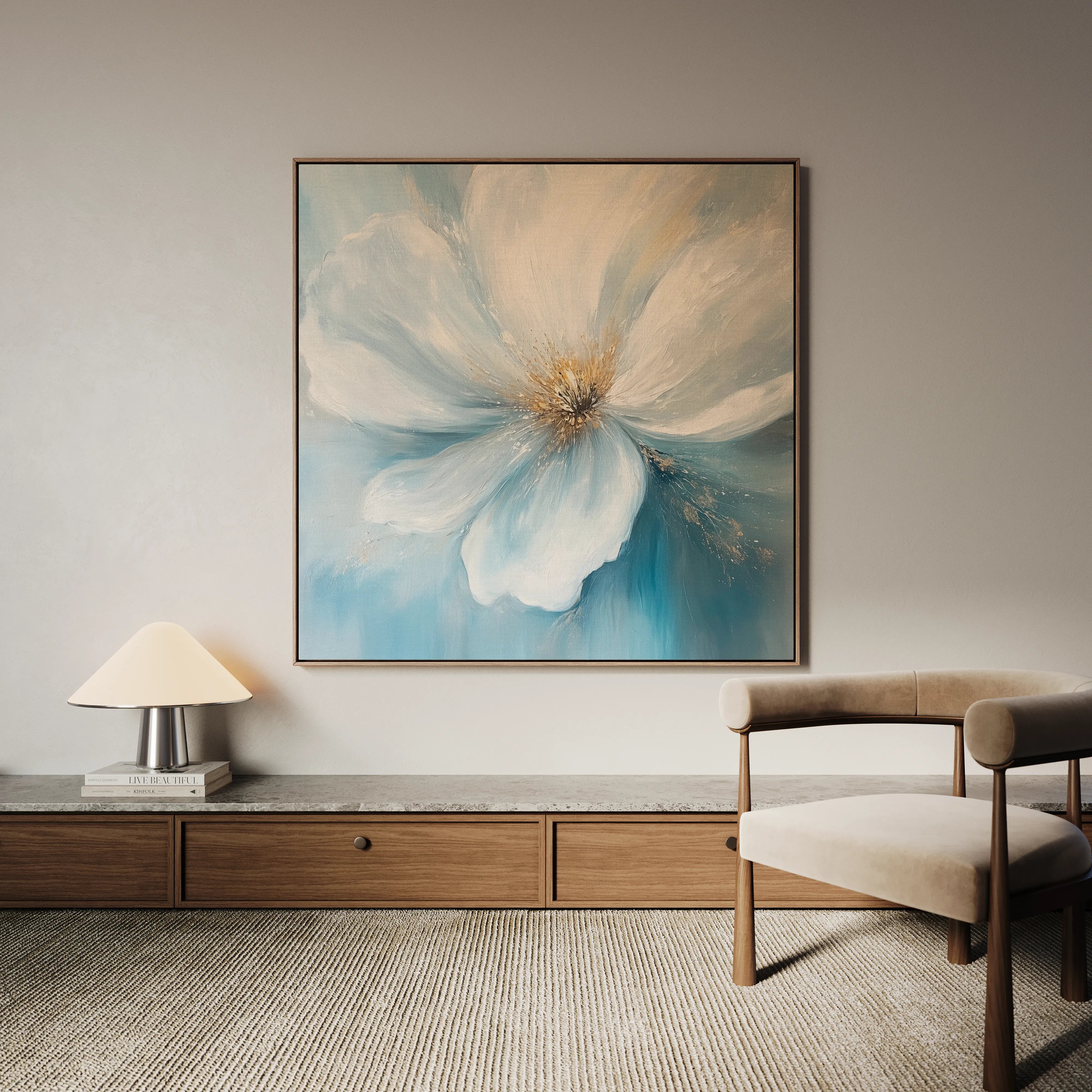 Floral 1256 Canvas Art 16" x 16" / 40 x 40 cm / Black