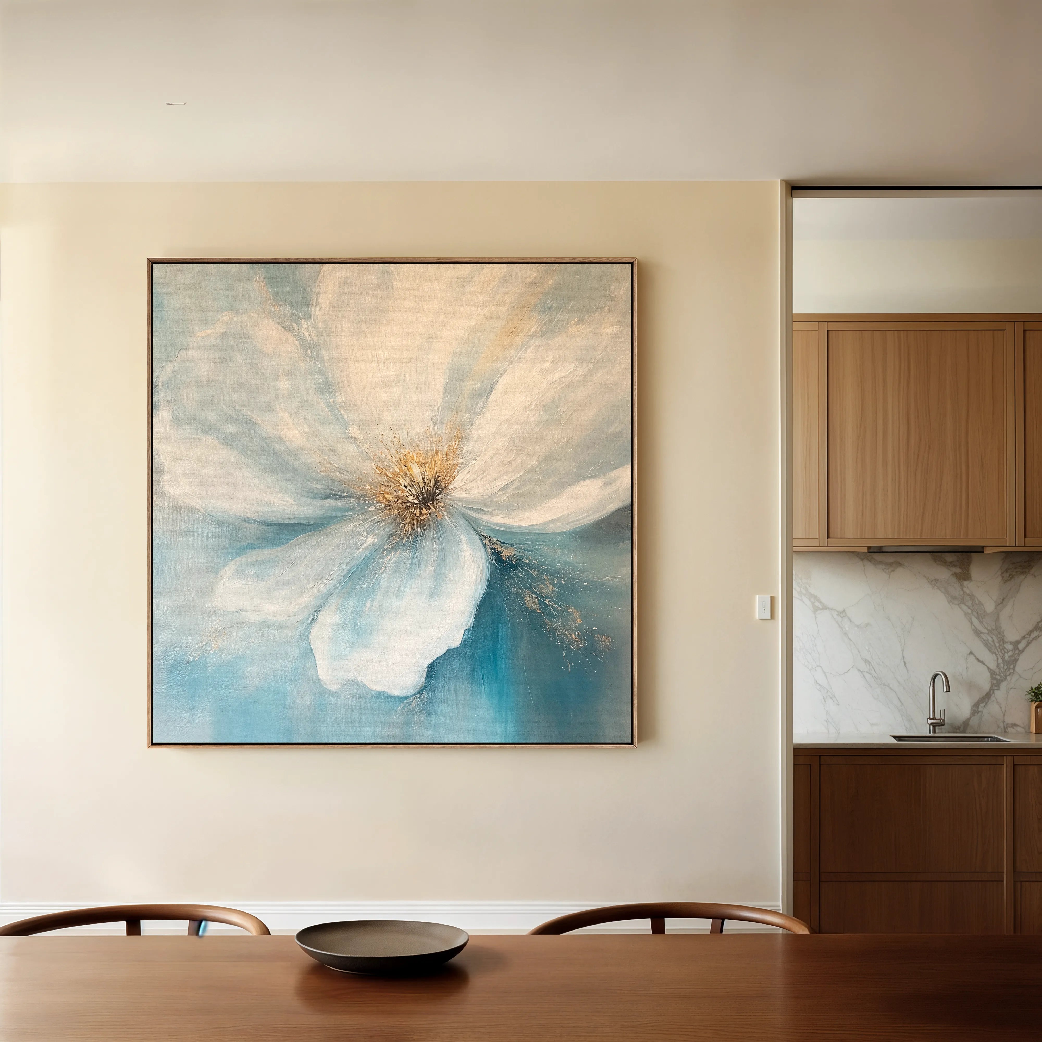 Floral 1256 Canvas Art 16" x 16" / 40 x 40 cm / Black