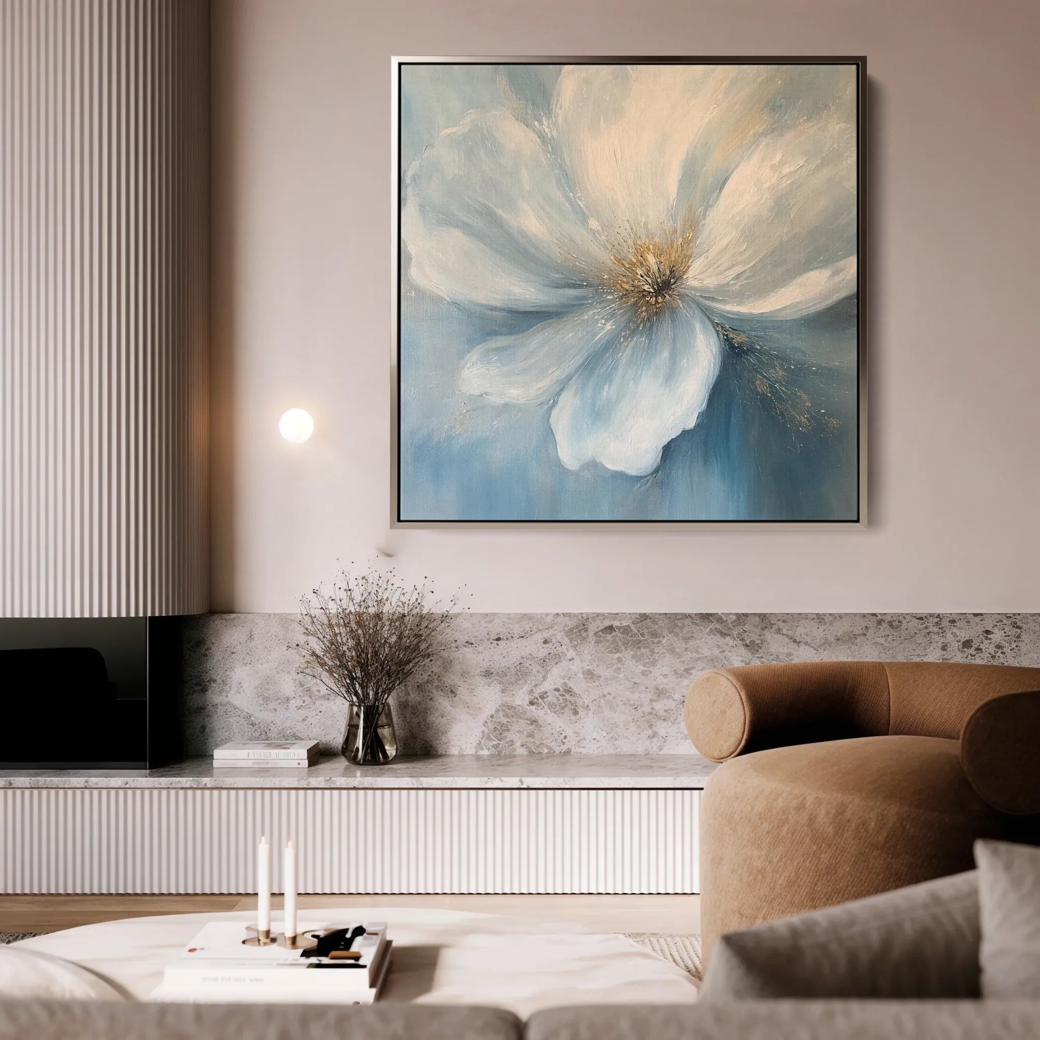 Floral 1256 Canvas Art 16" x 16" / 40 x 40 cm / Black