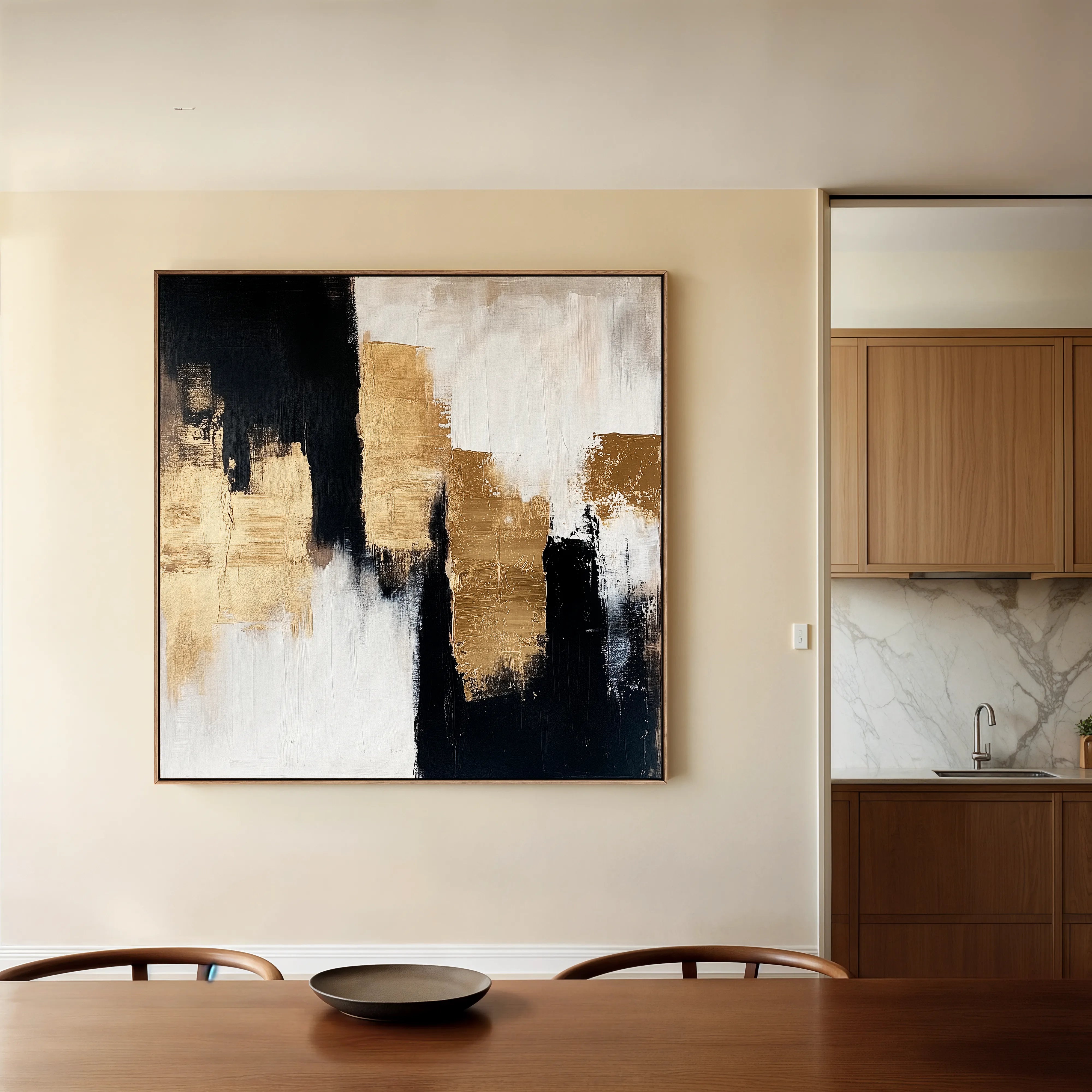 Abstract 1257 Canvas Art 16" x 16" / 40 x 40 cm / Black