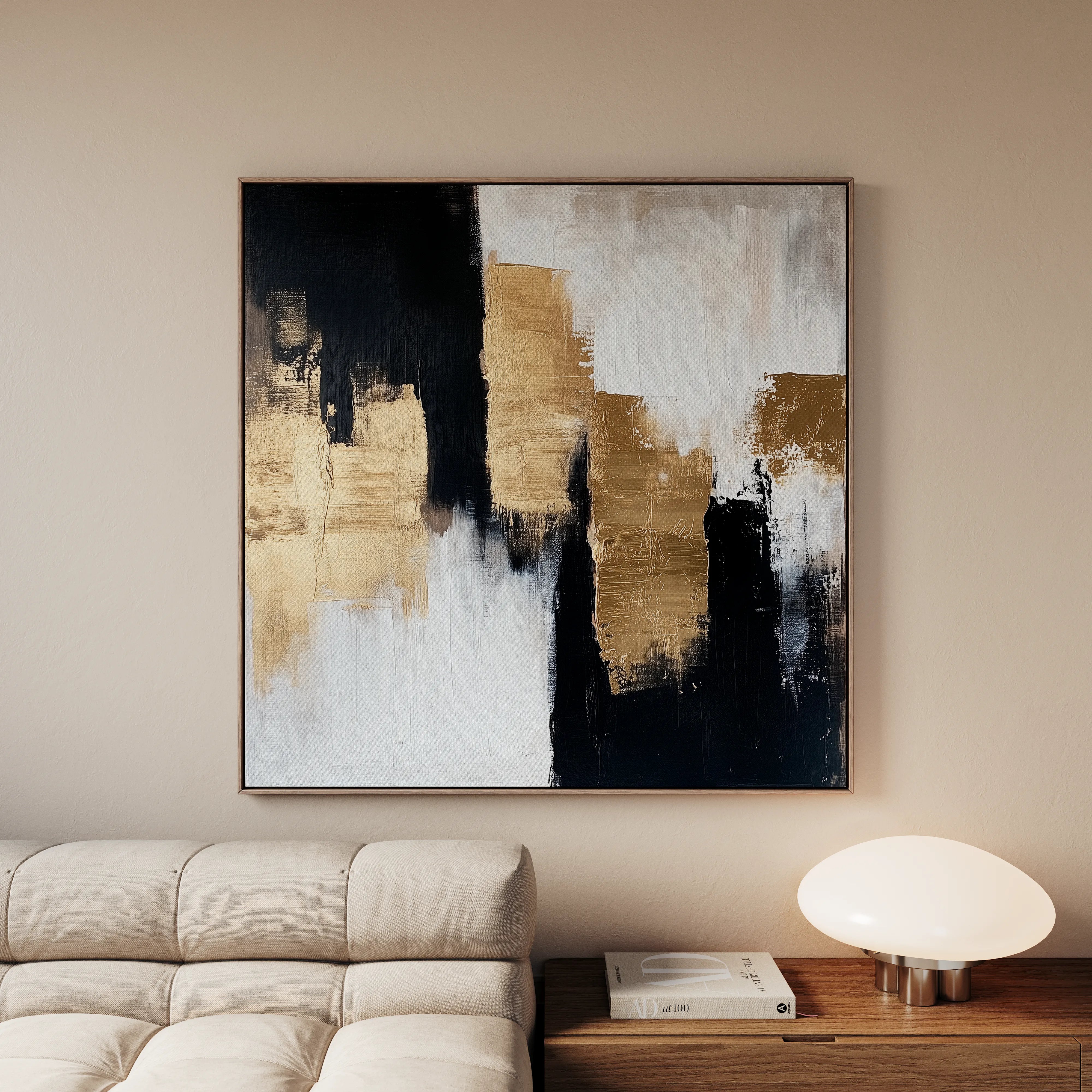 Abstract 1257 Canvas Art 16" x 16" / 40 x 40 cm / Black