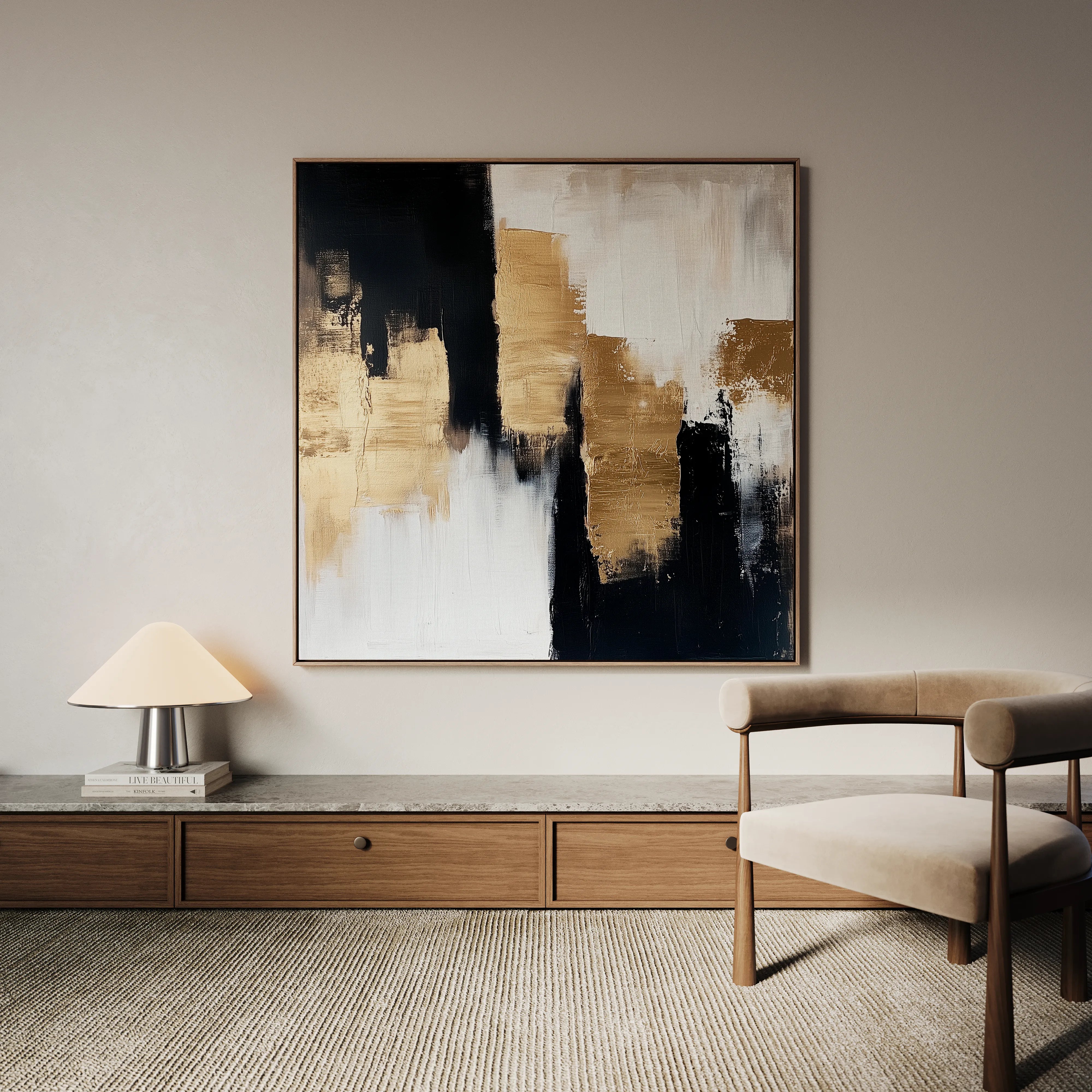 Abstract 1257 Canvas Art 16" x 16" / 40 x 40 cm / Black