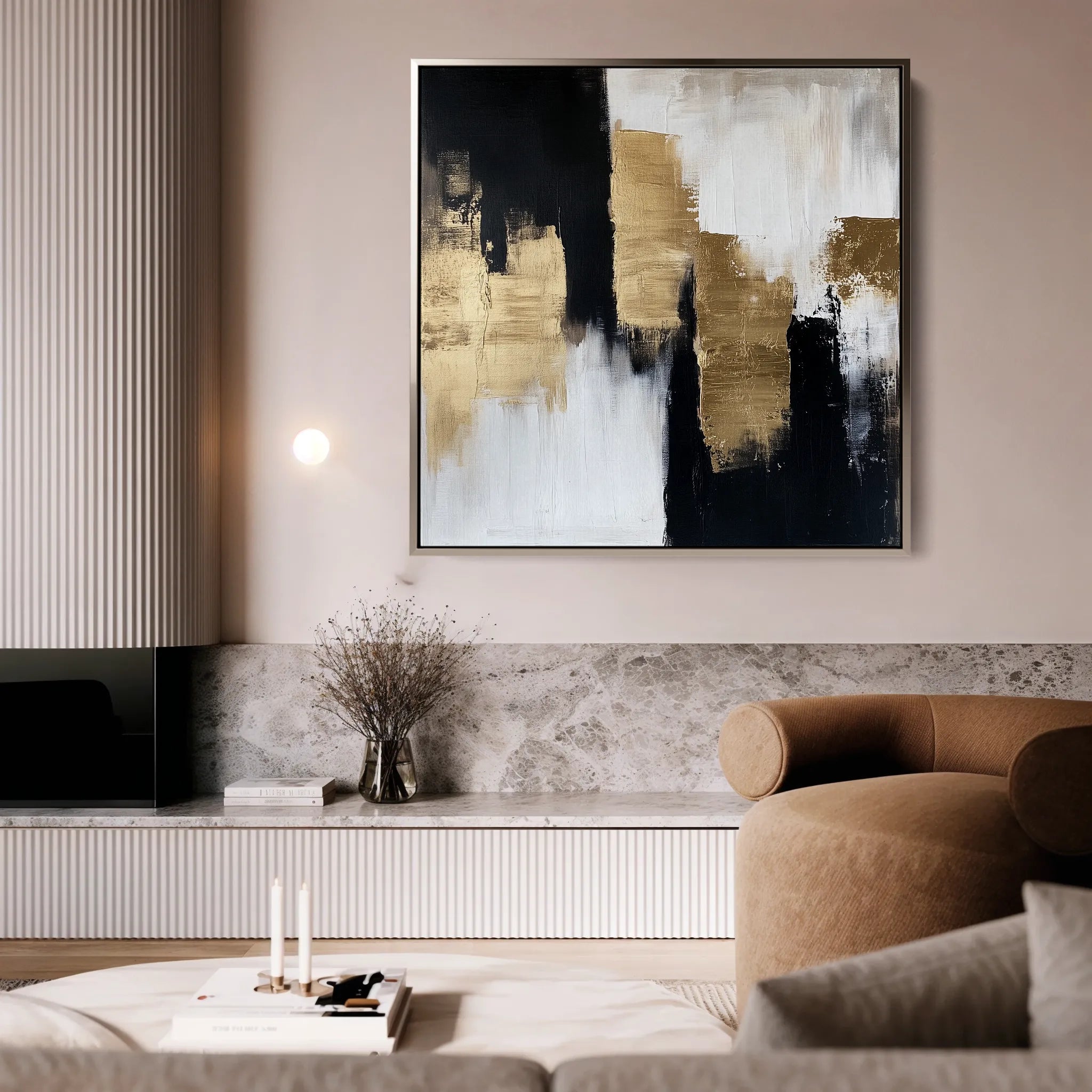 Abstract 1257 Canvas Art 16" x 16" / 40 x 40 cm / Black